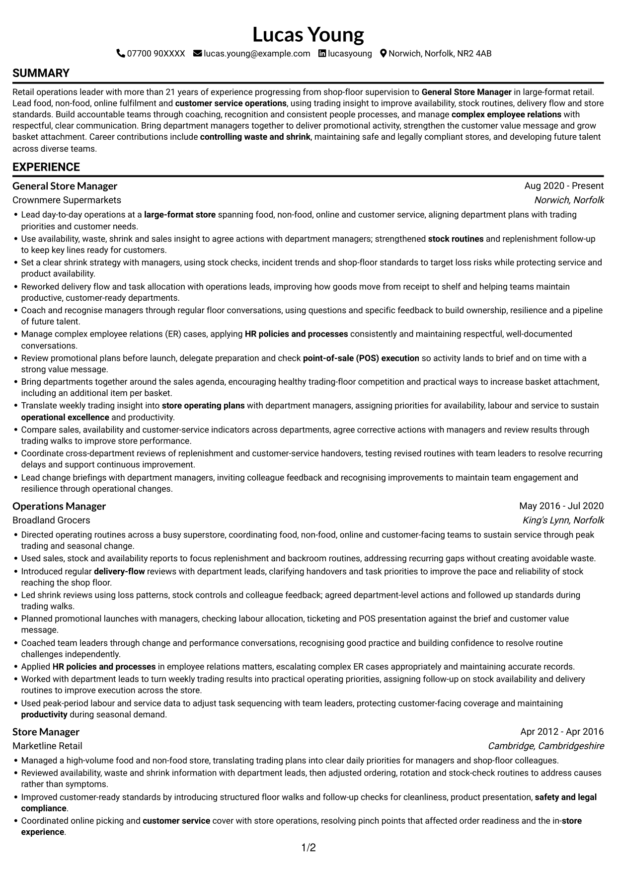 CV example — page 1