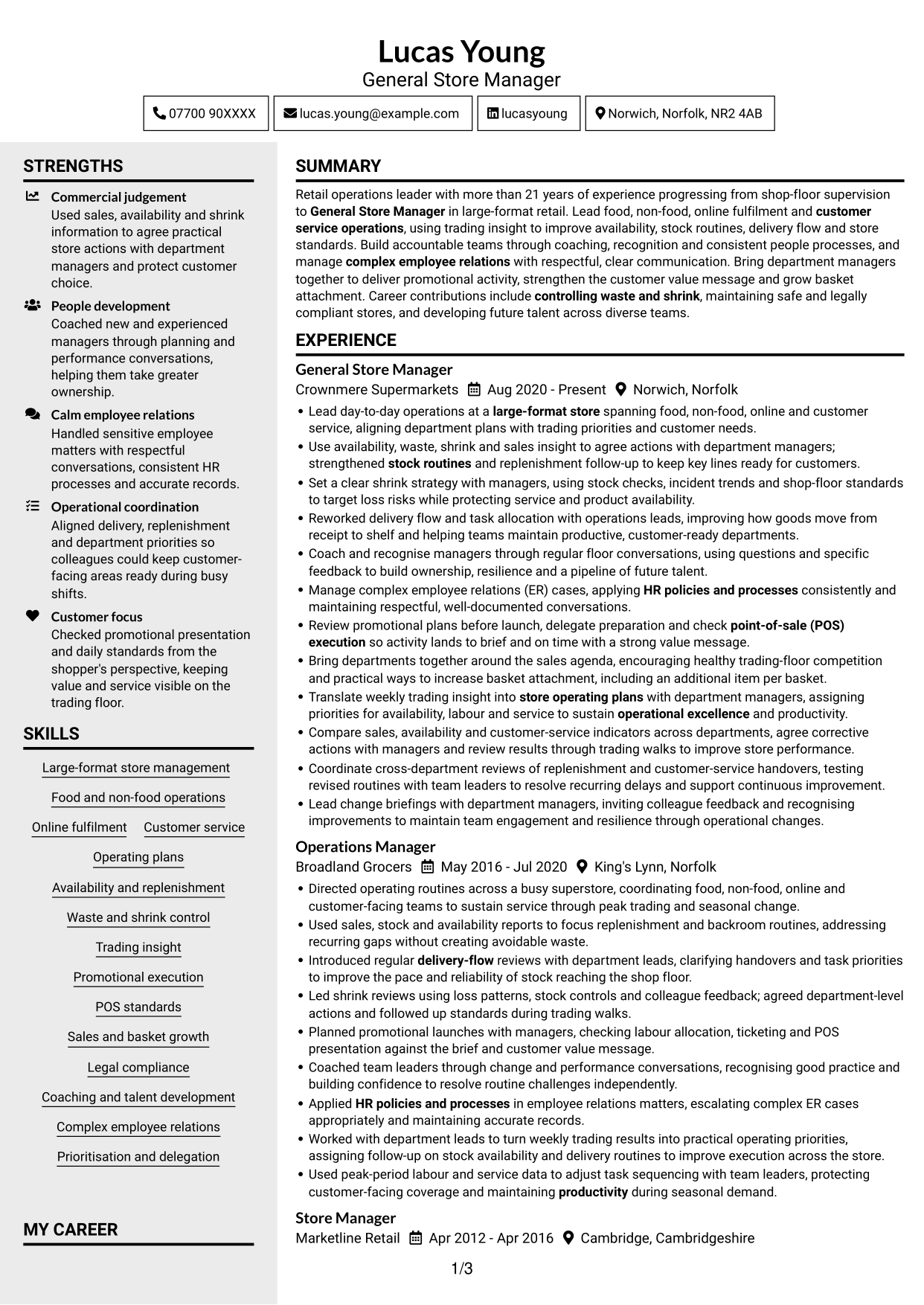 CV example — page 1