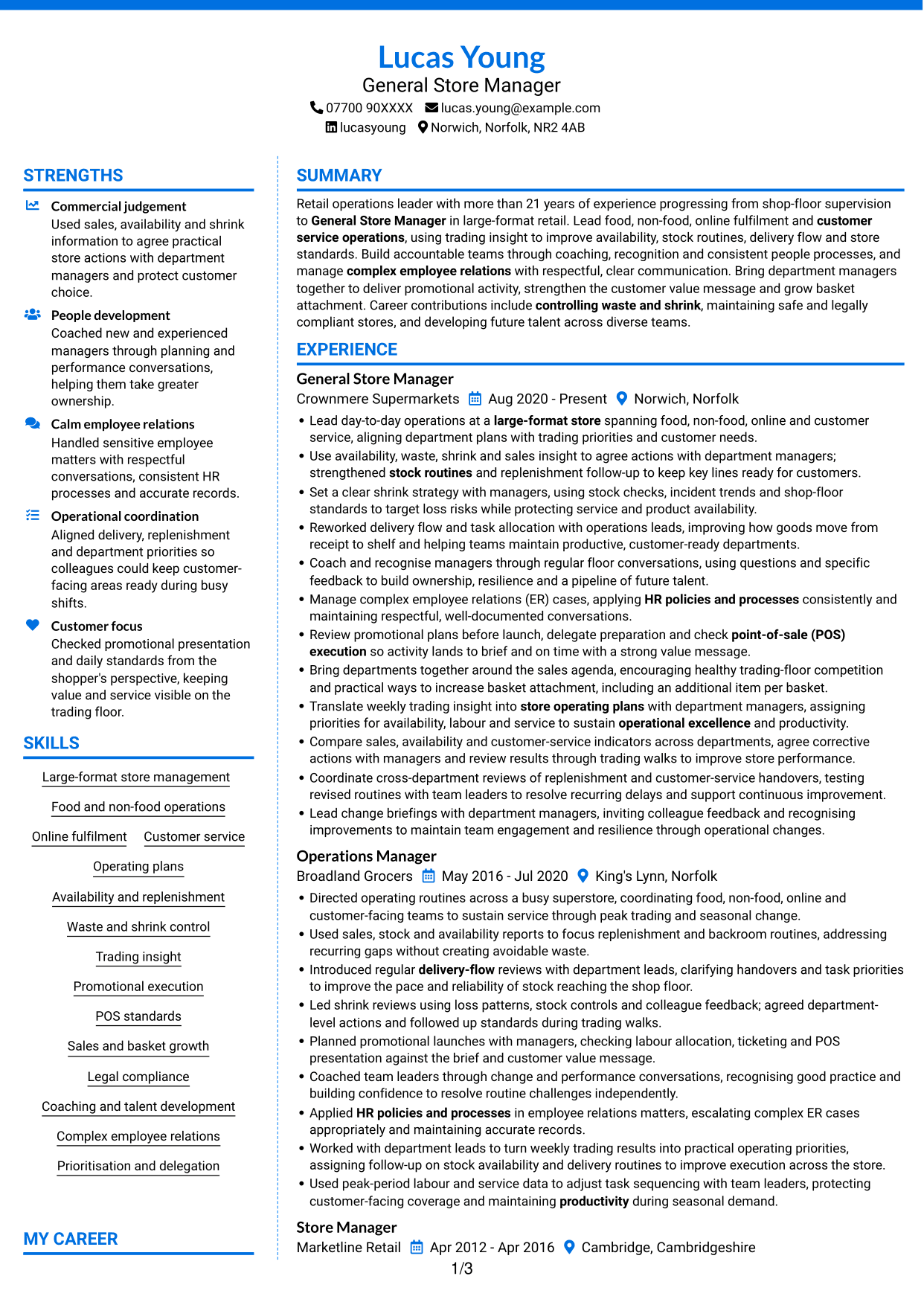CV example — page 1