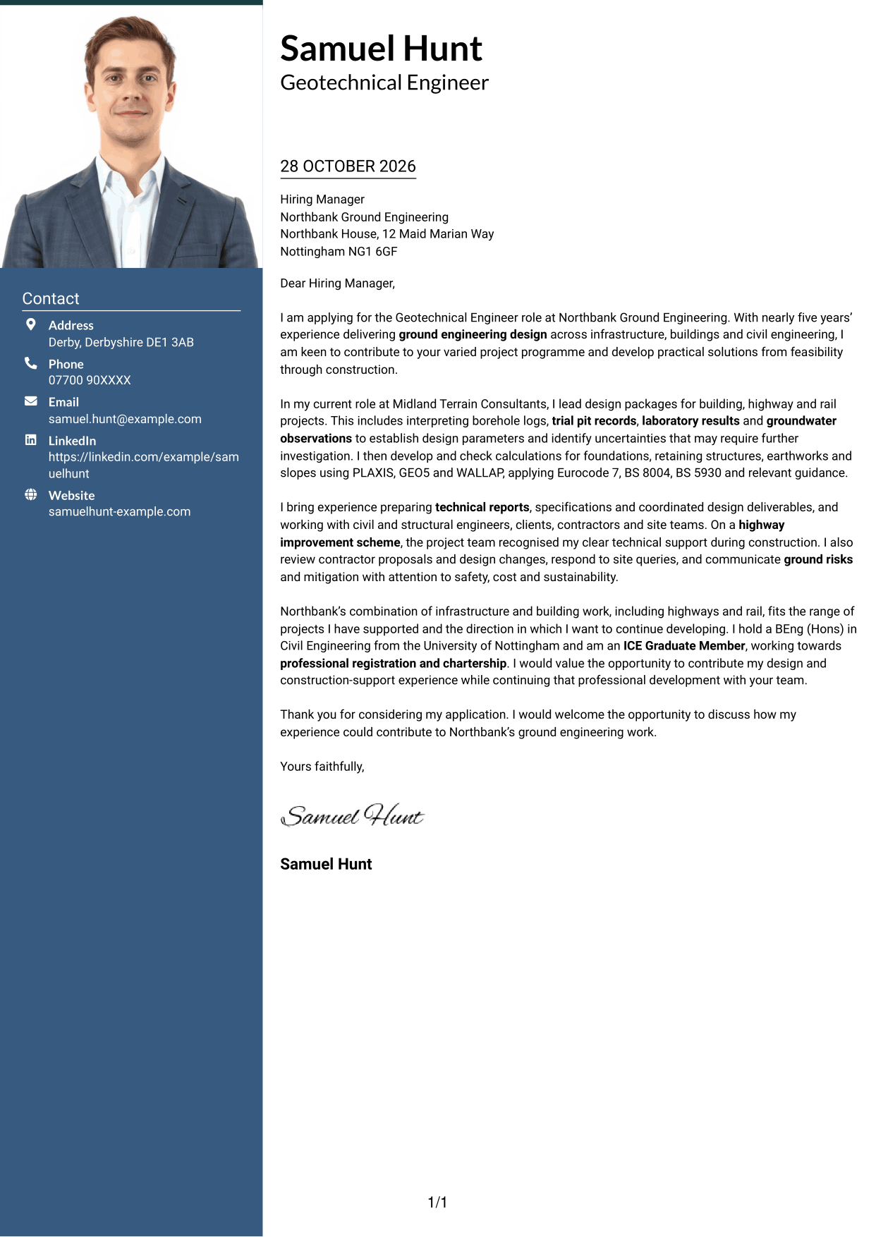 Cover letter example — page 1
