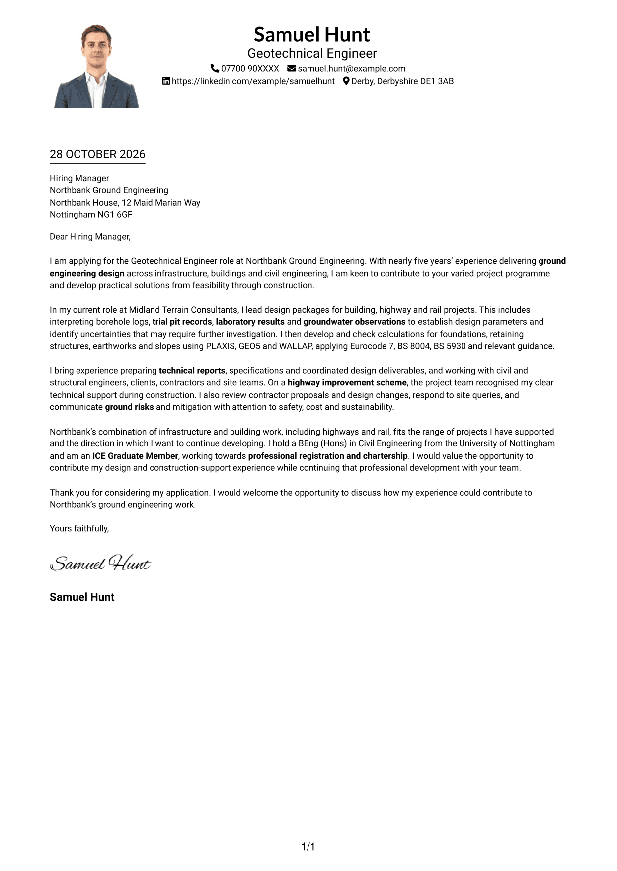 Cover letter example — page 1