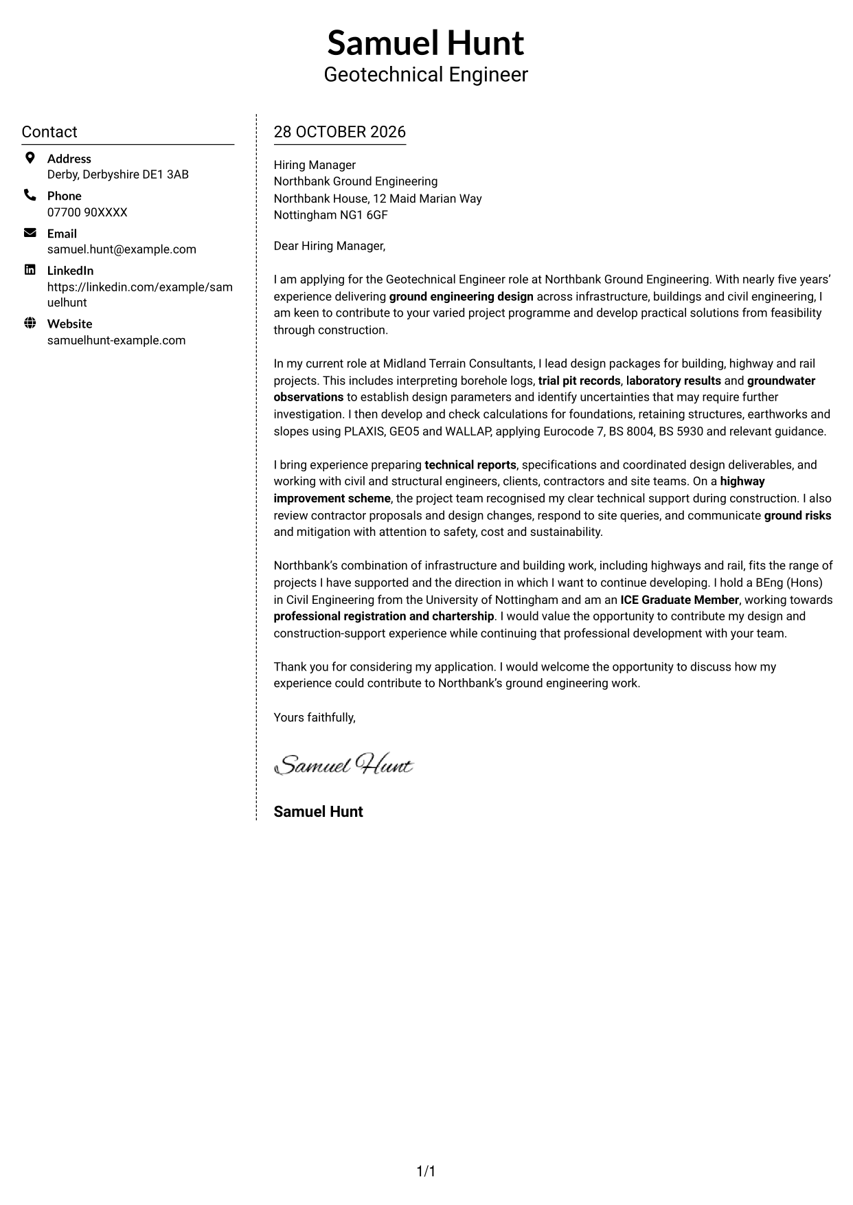 Cover letter example — page 1