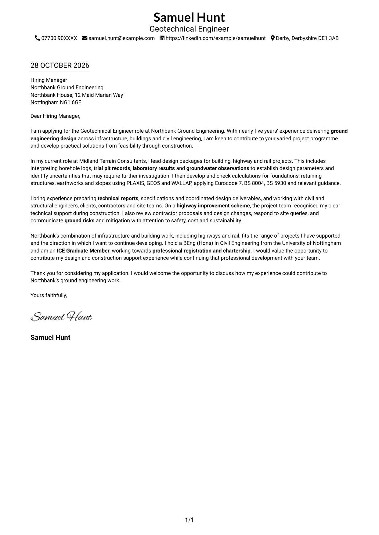 Cover letter example — page 1