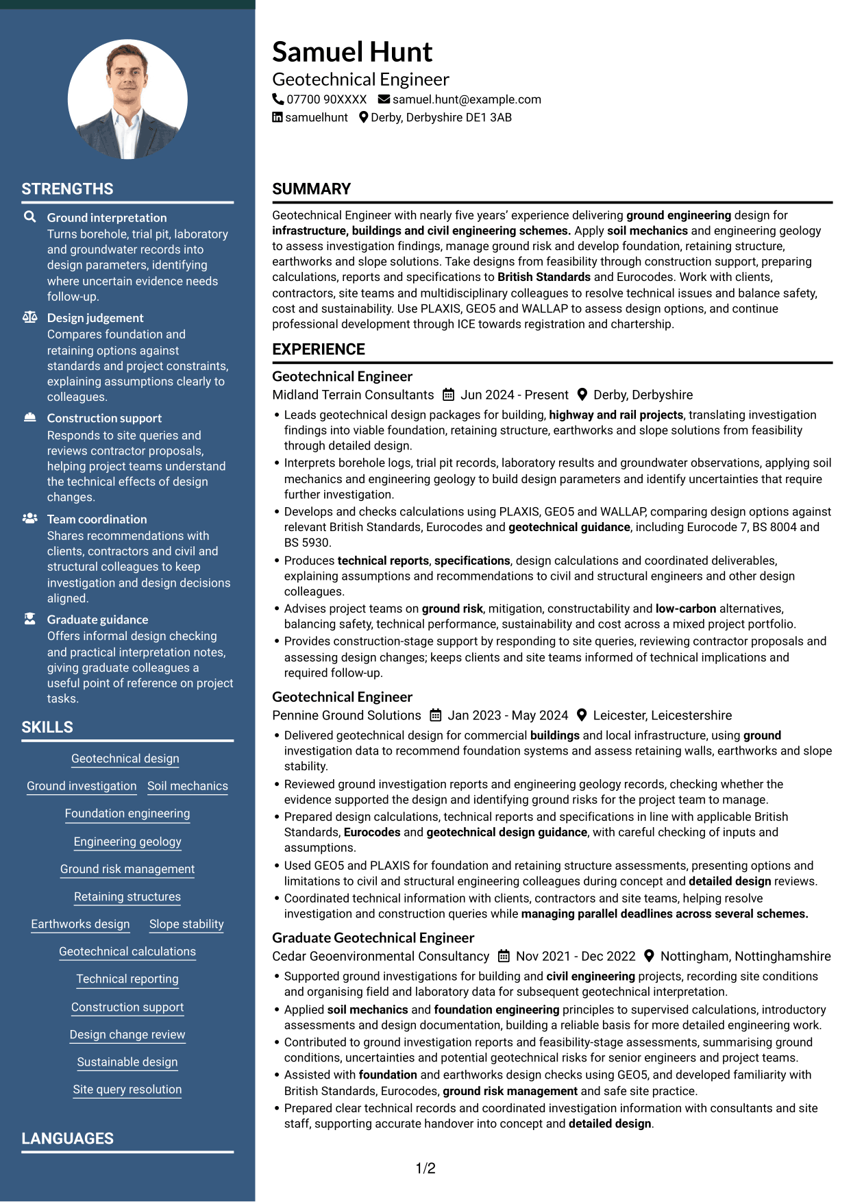 CV example — page 1