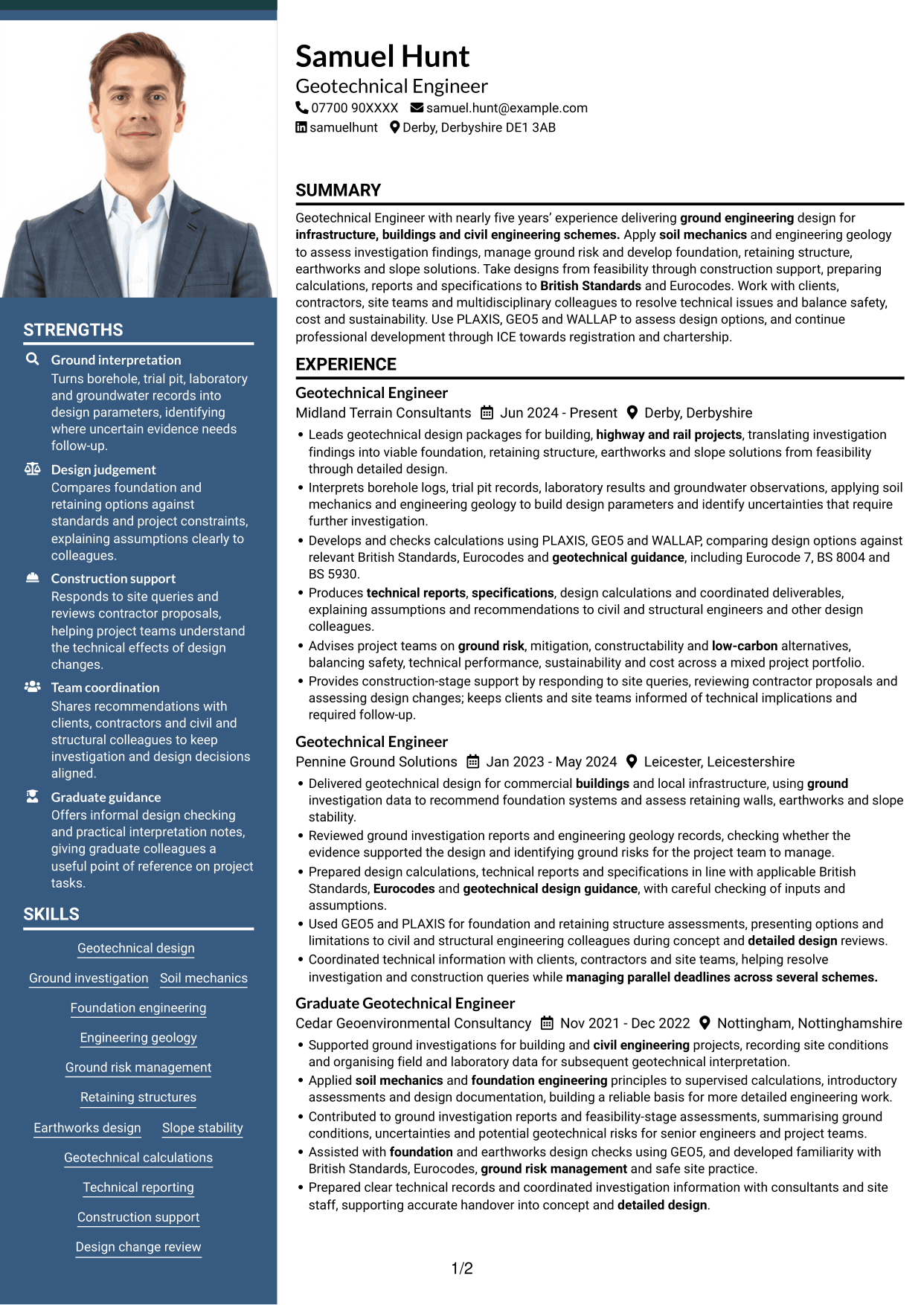 CV example — page 1