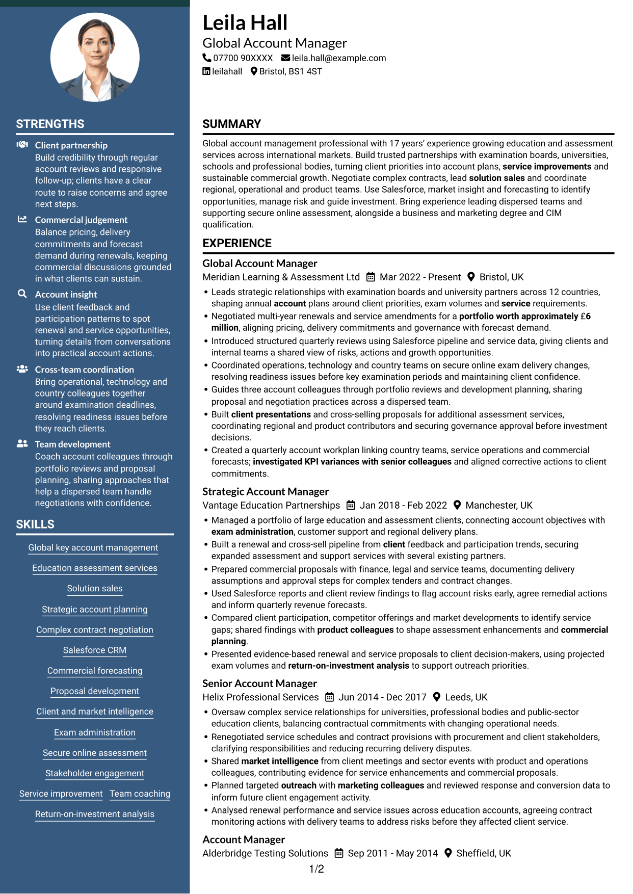 CV example — page 1