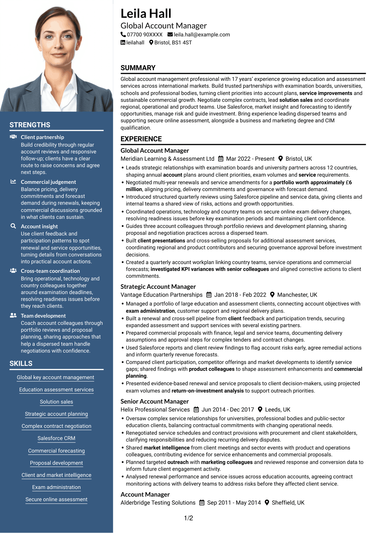 CV example — page 1