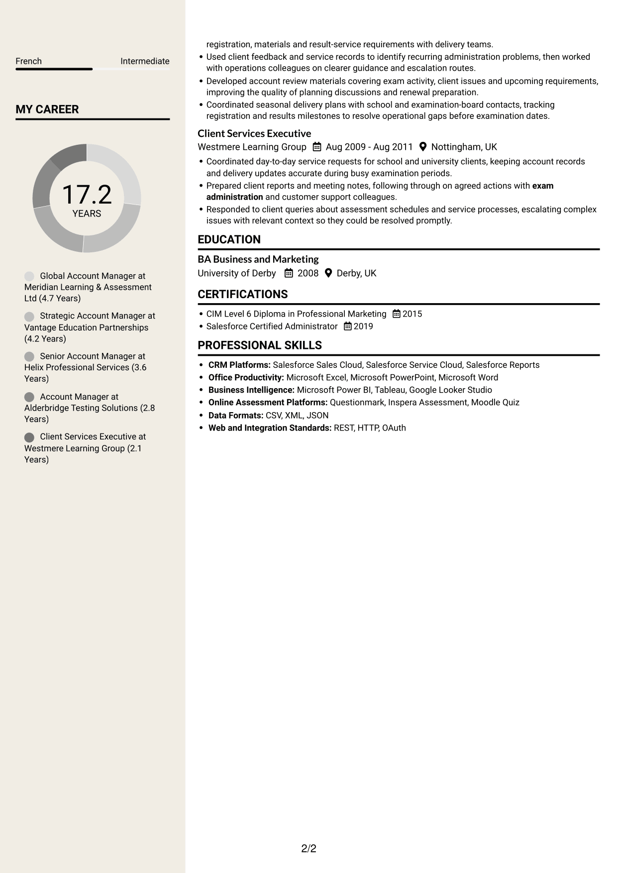 CV example — page 2