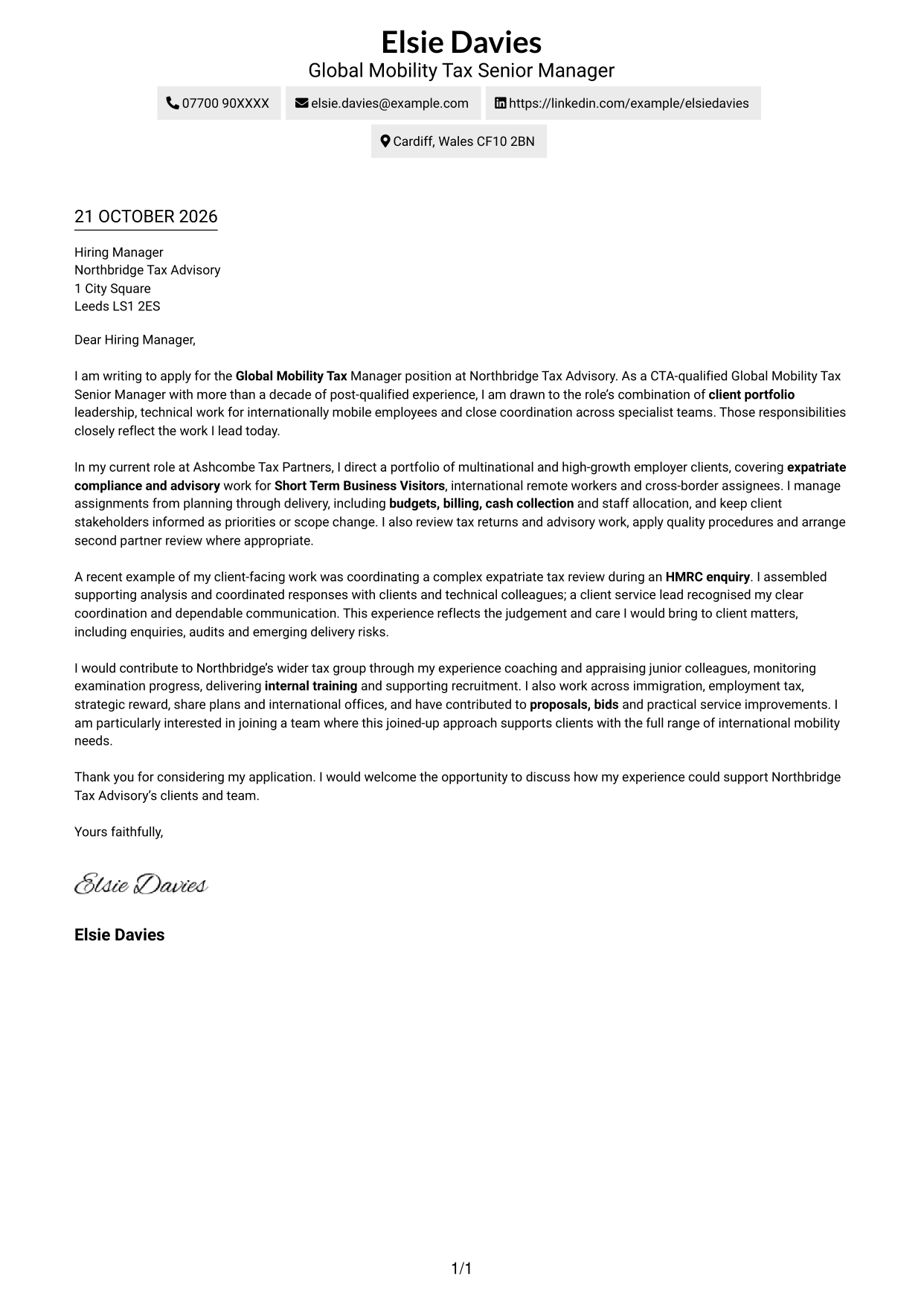 Cover letter example — page 1