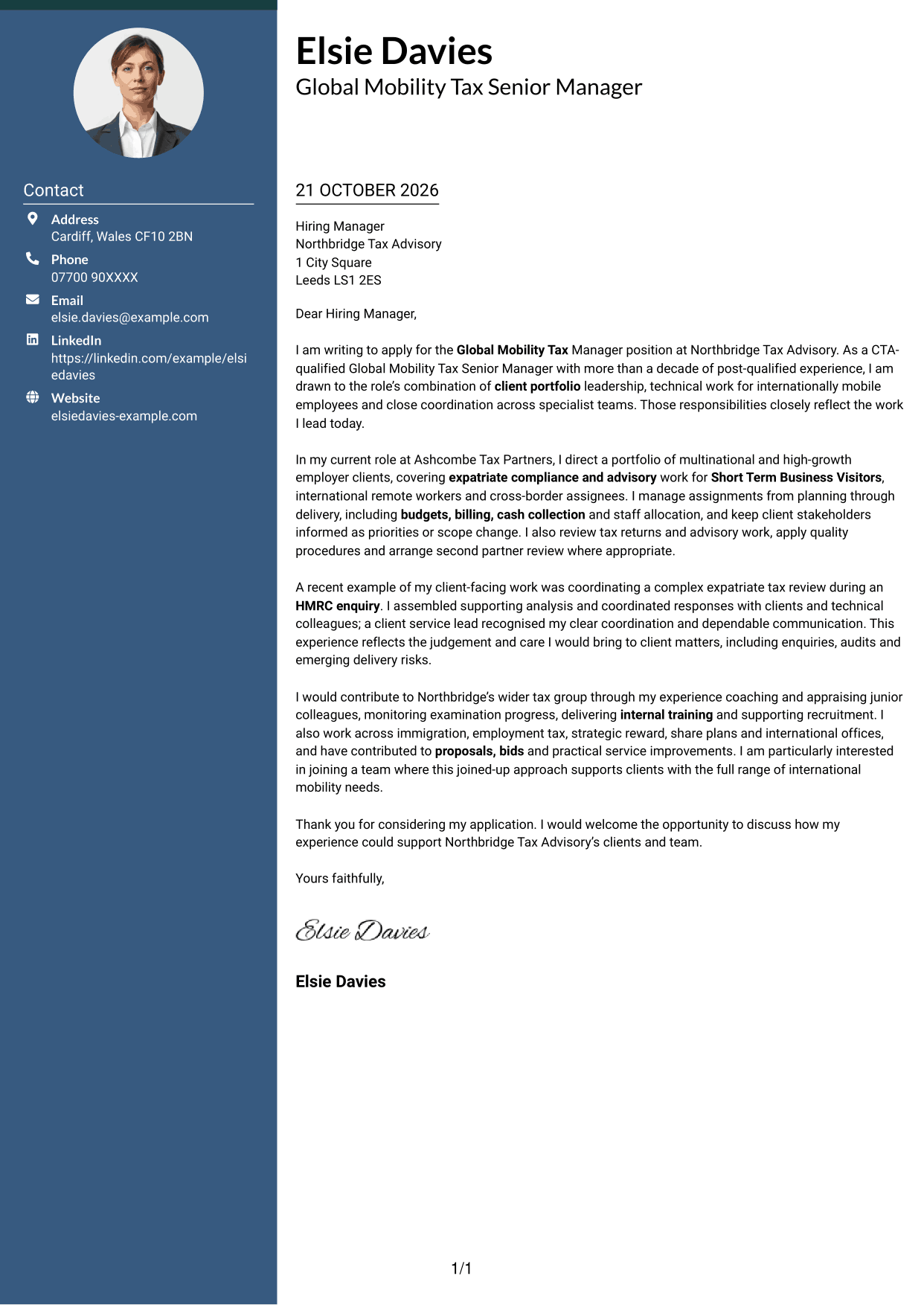 Cover letter example — page 1