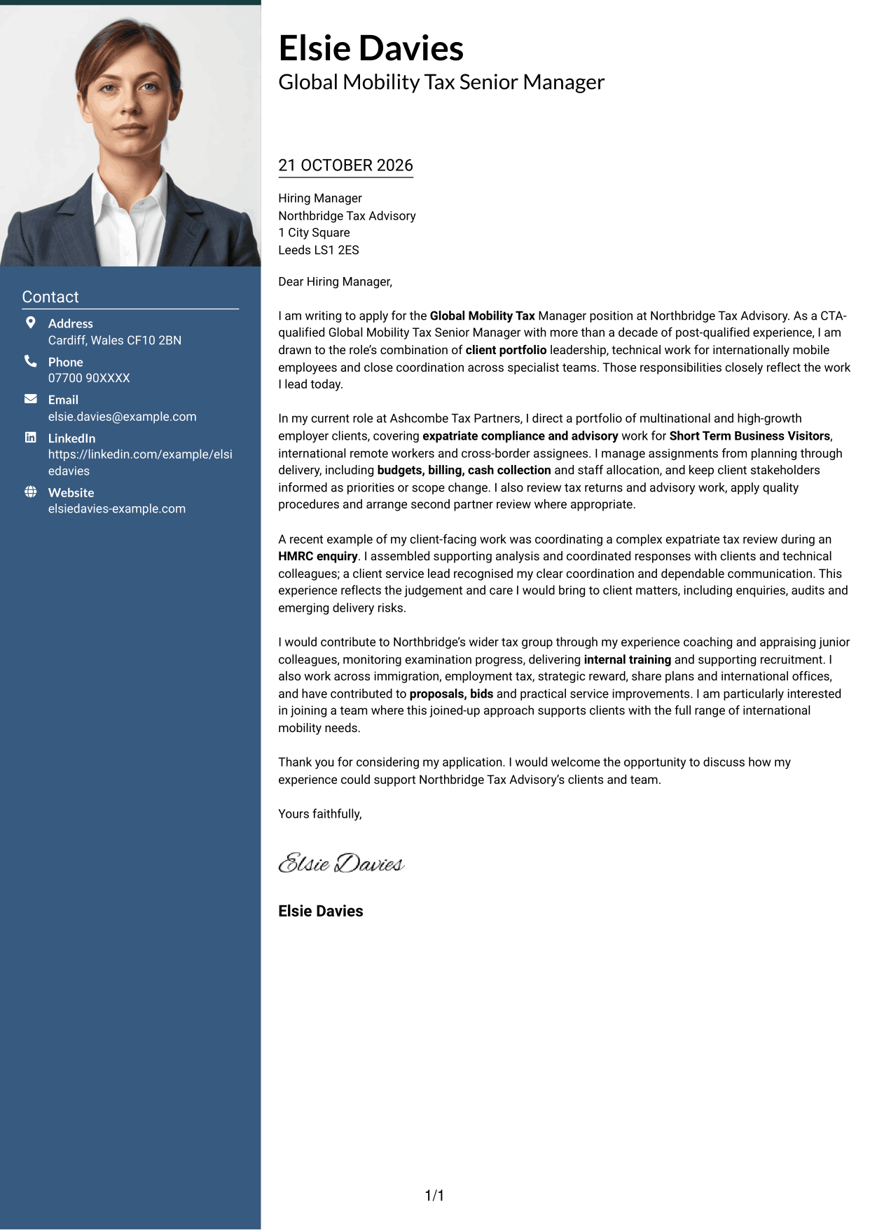 Cover letter example — page 1