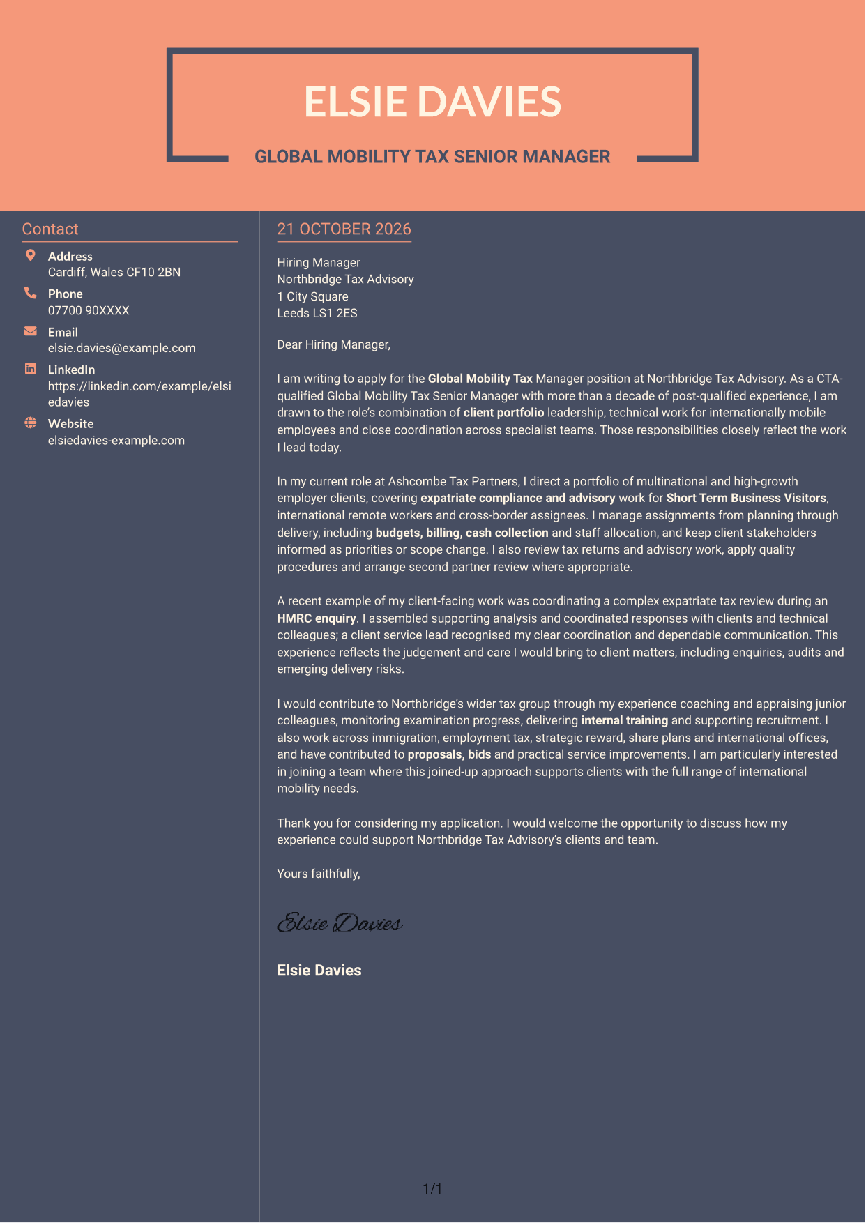 Cover letter example — page 1