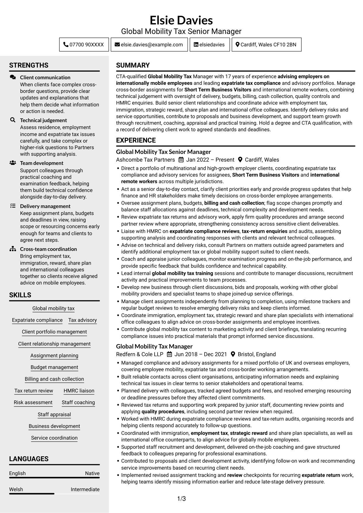 CV example — page 1