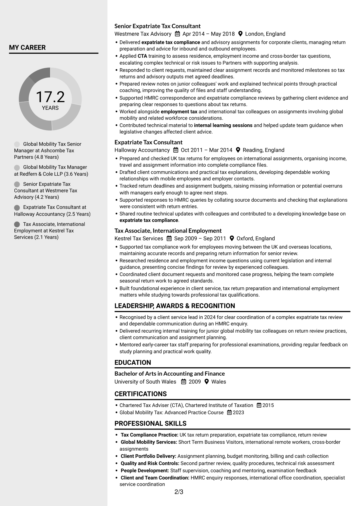 CV example — page 2