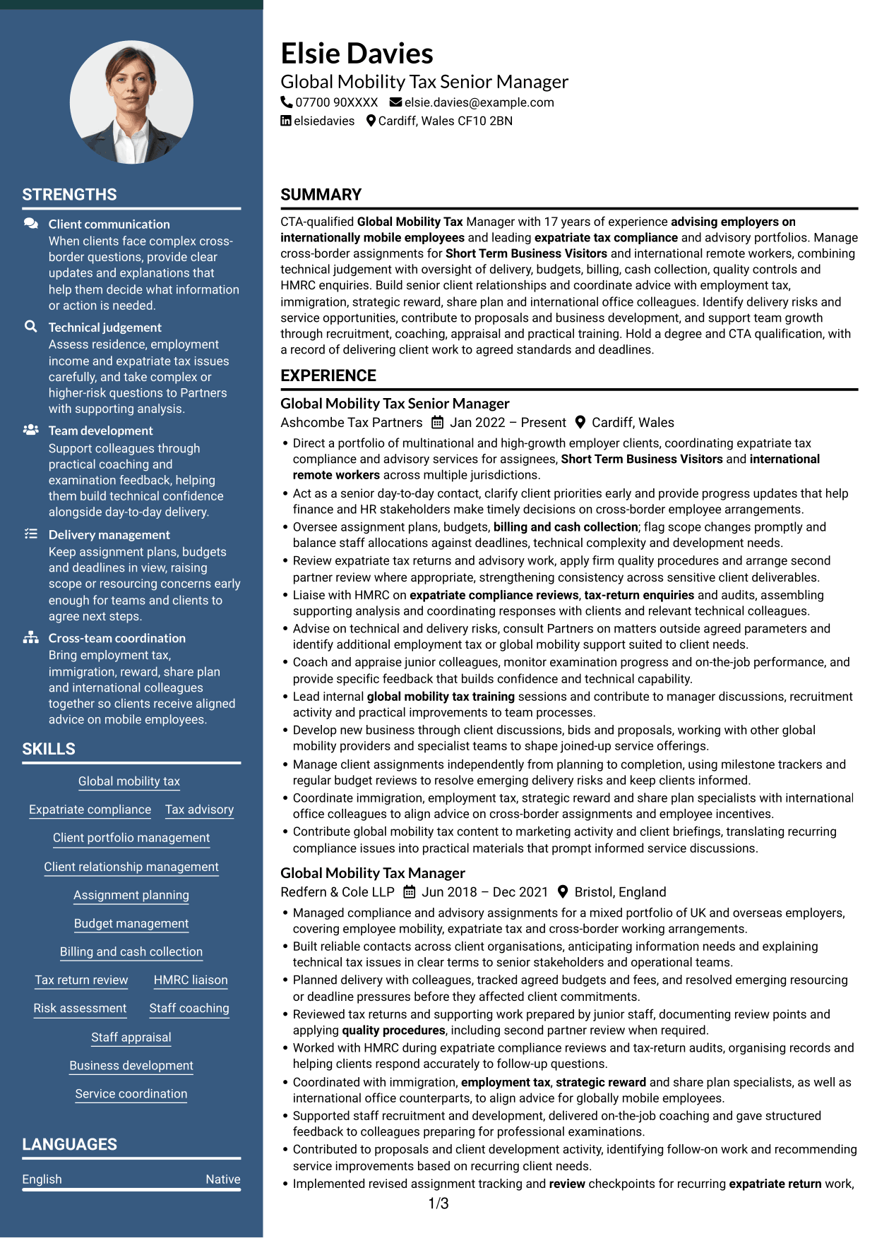 CV example — page 1
