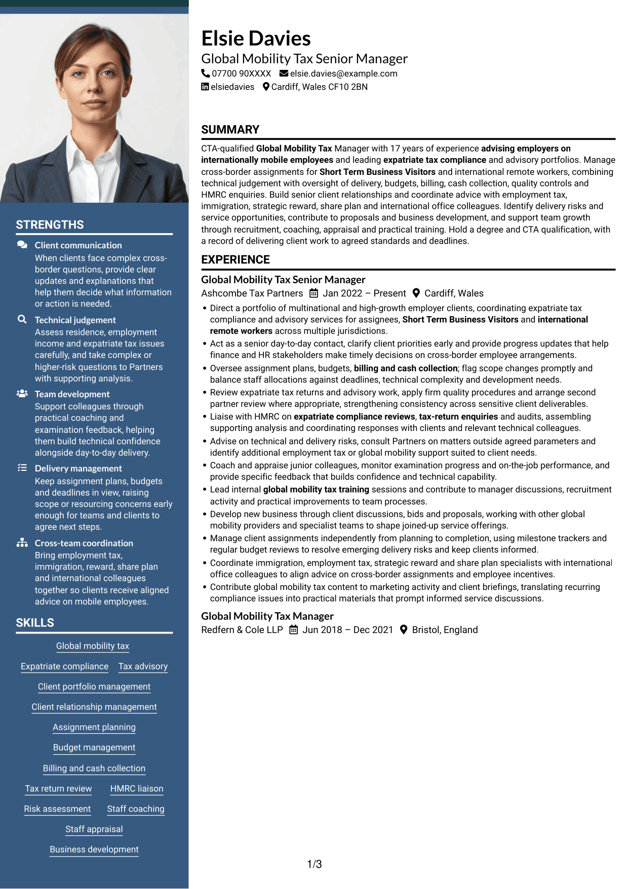CV example — page 1