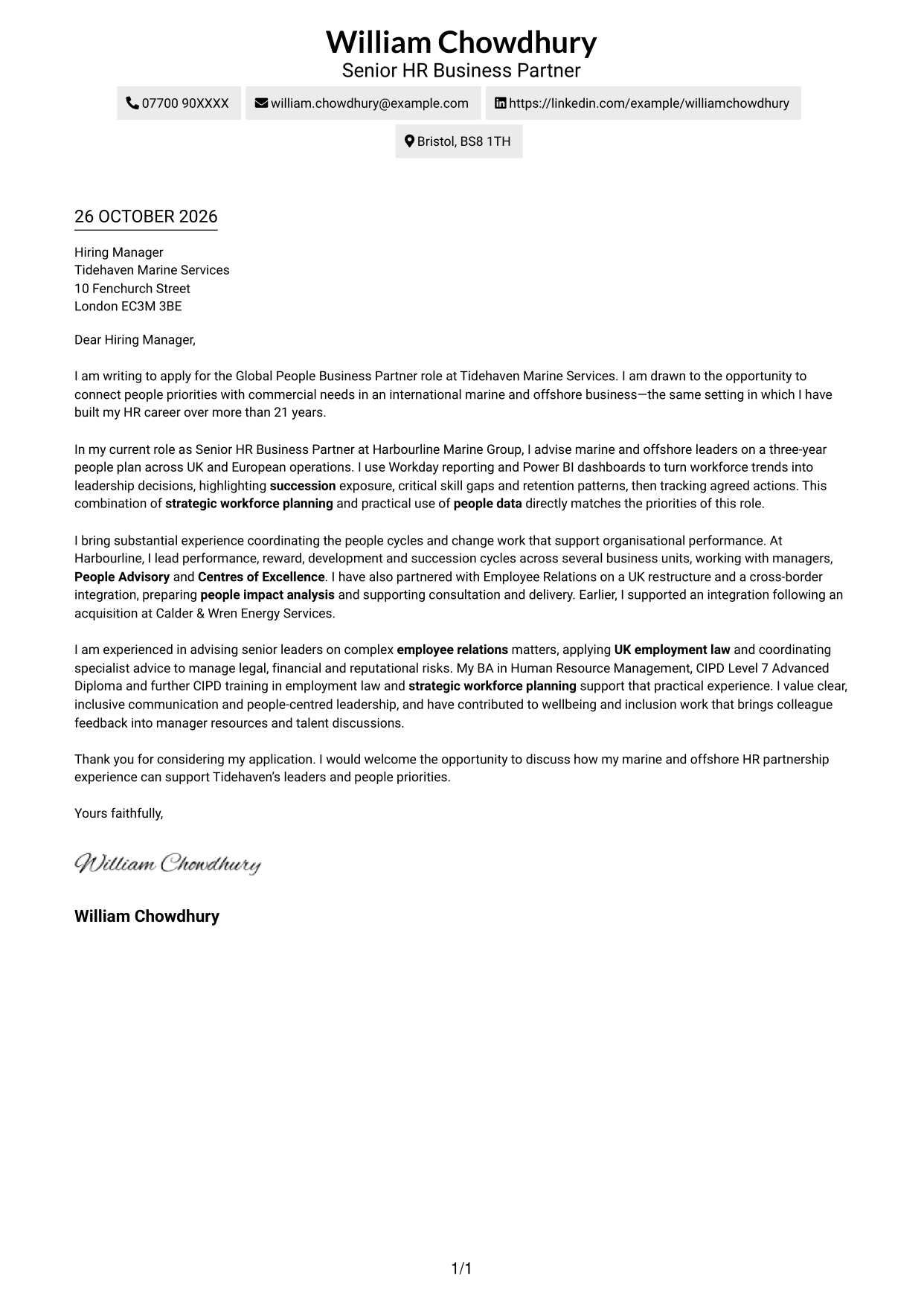 Cover letter example — page 1