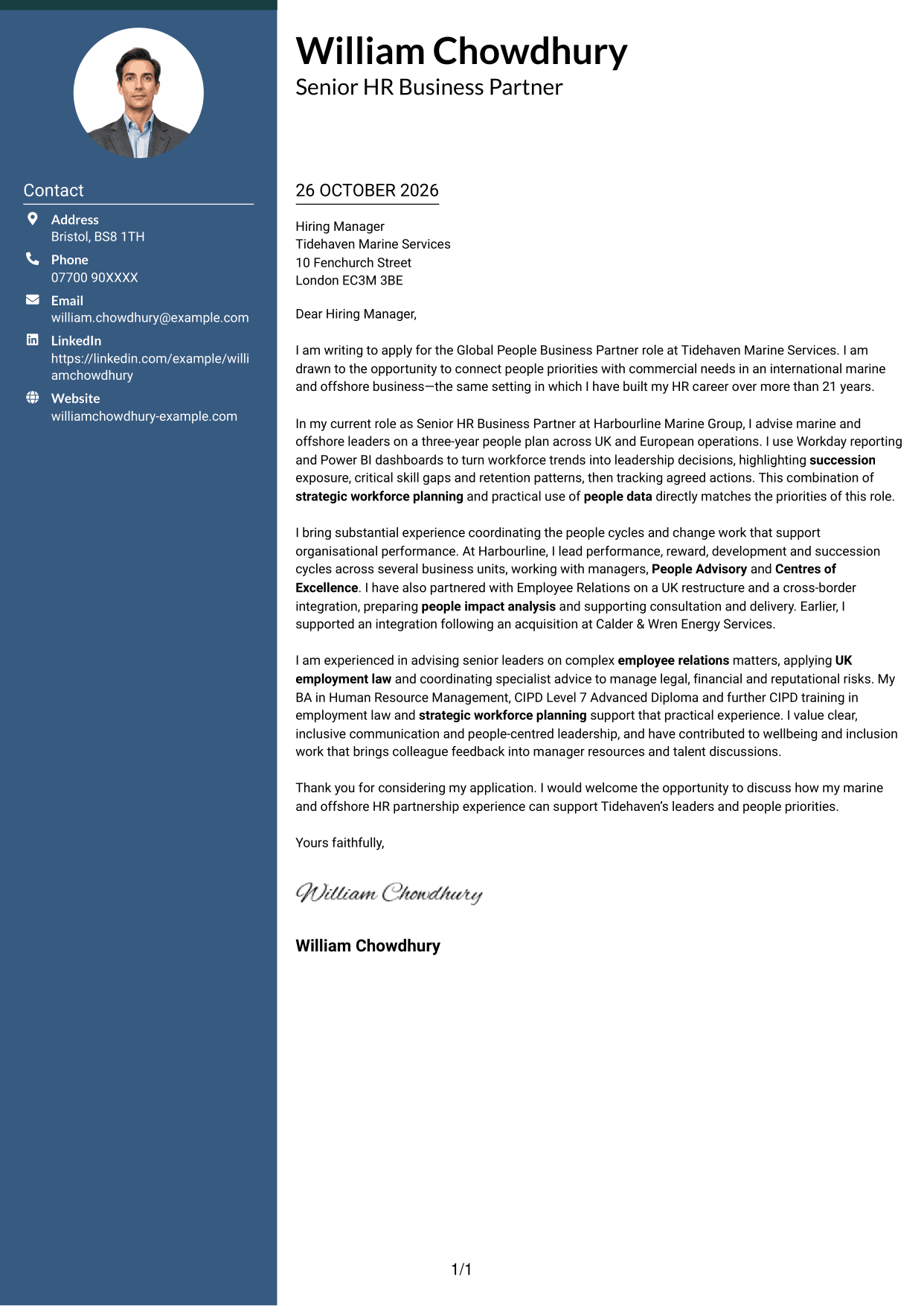 Cover letter example — page 1