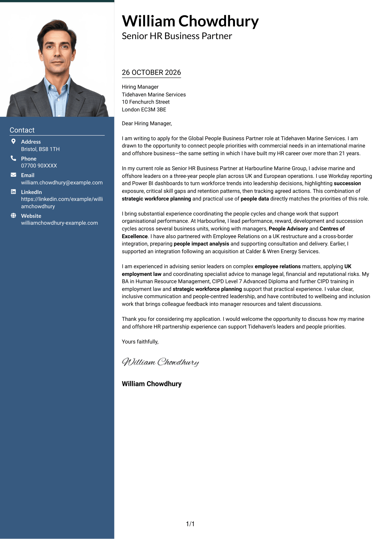 Cover letter example — page 1