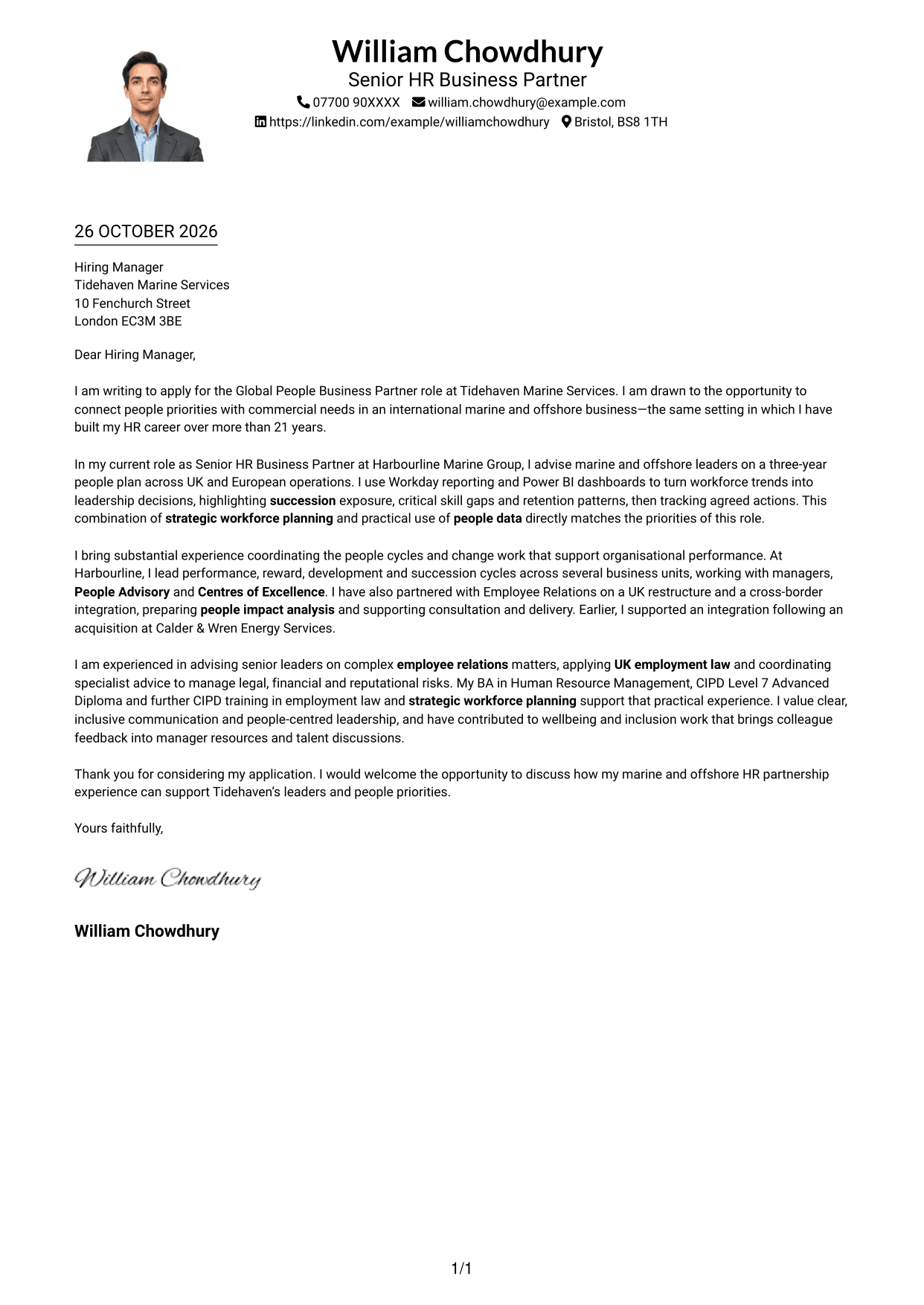 Cover letter example — page 1