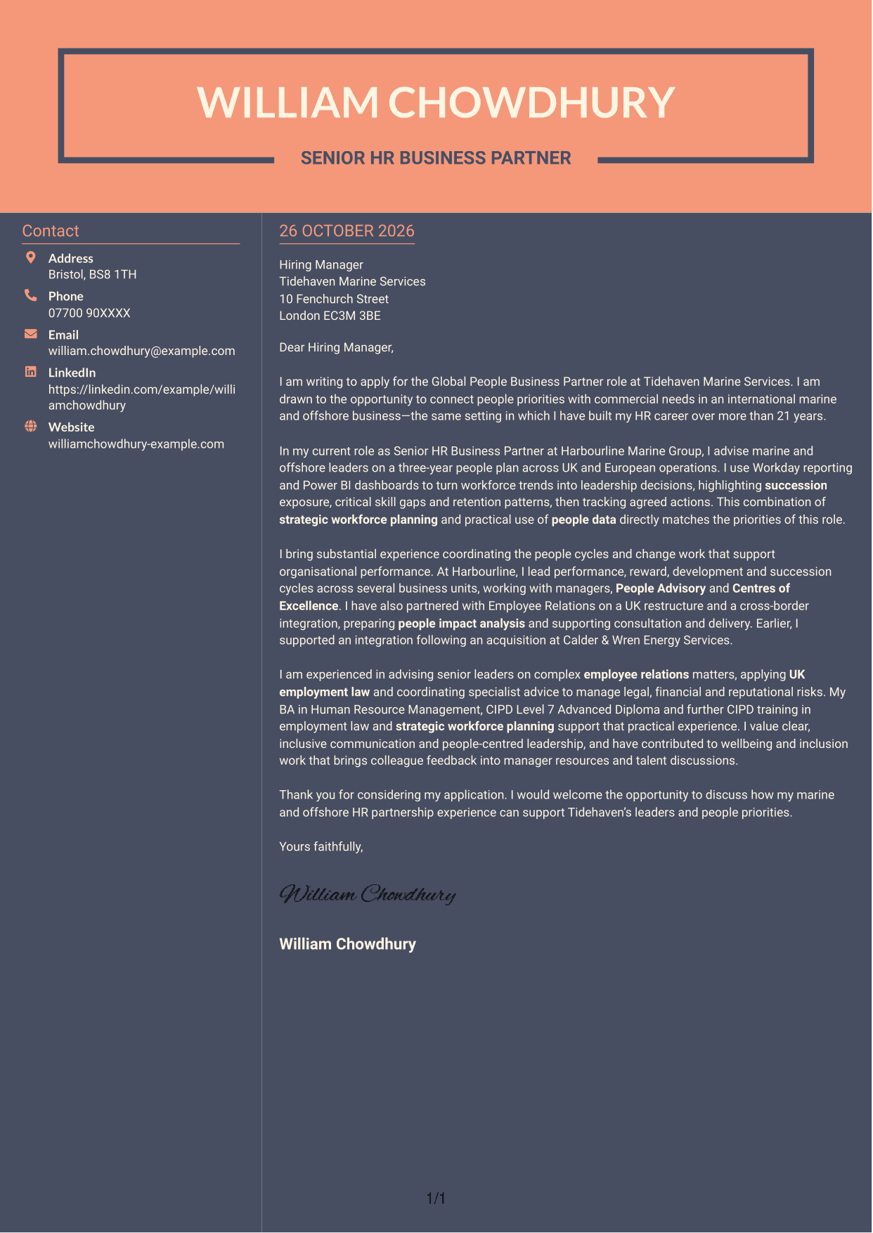Cover letter example — page 1