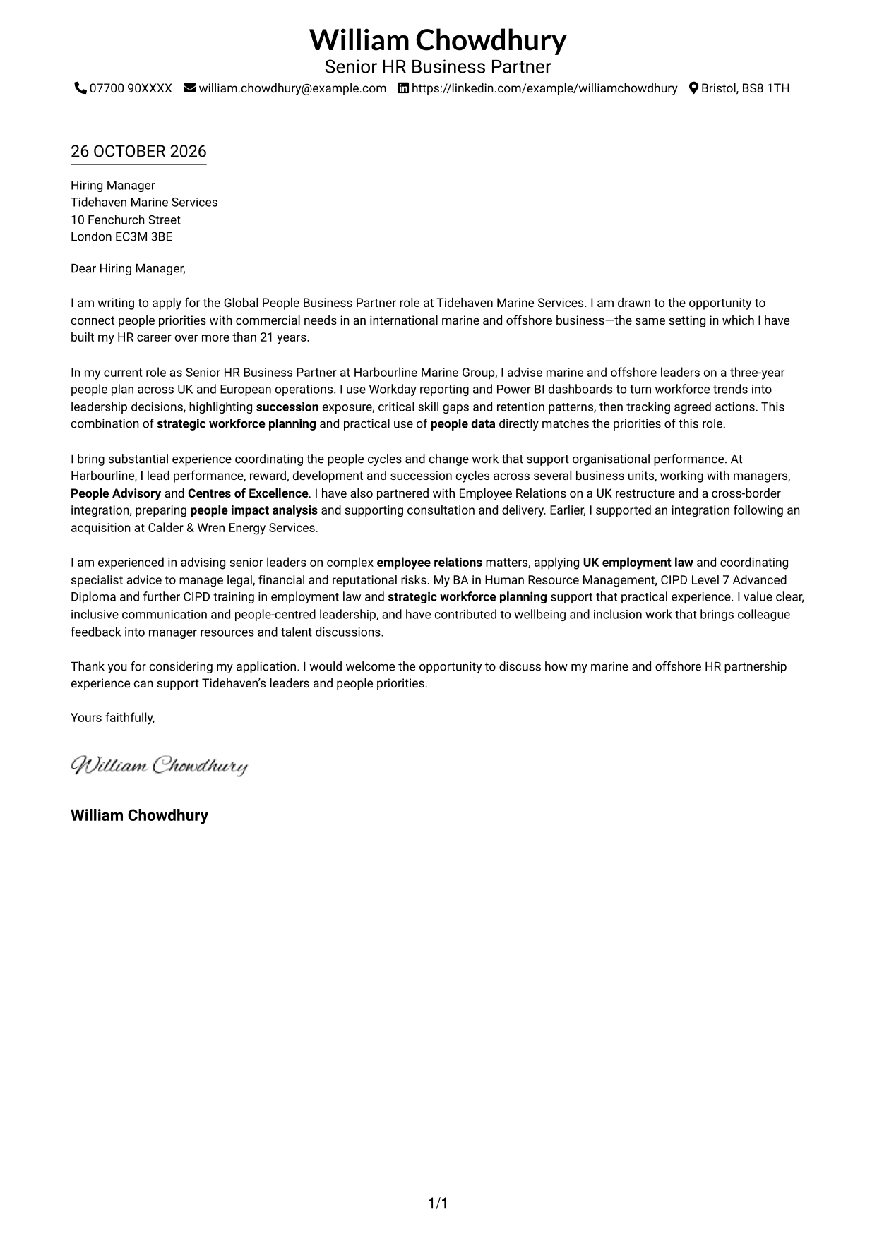 Cover letter example — page 1