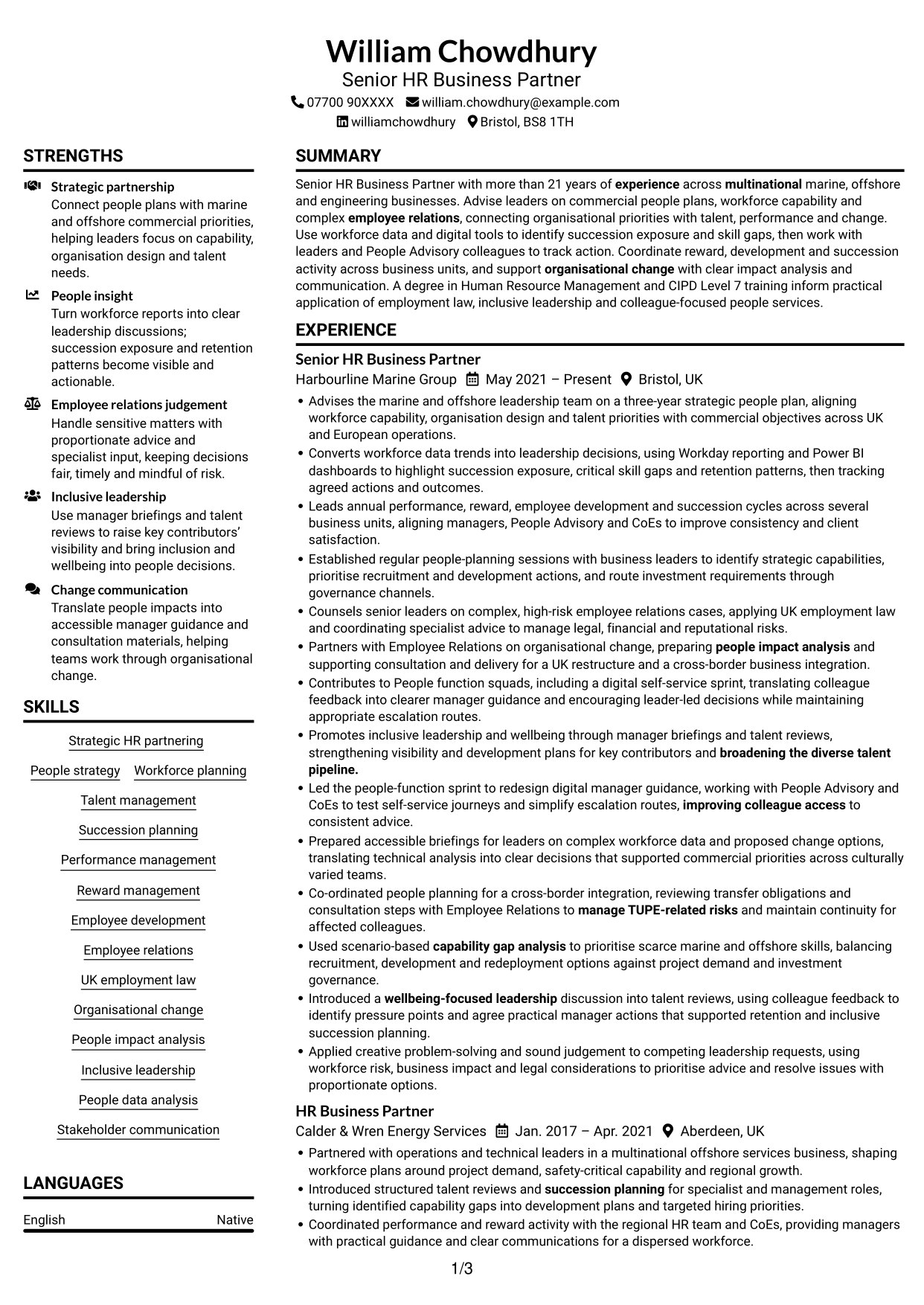 CV example — page 1