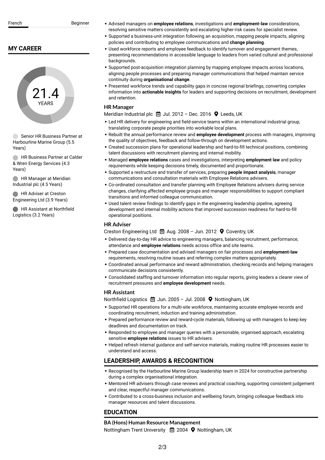 CV example — page 2
