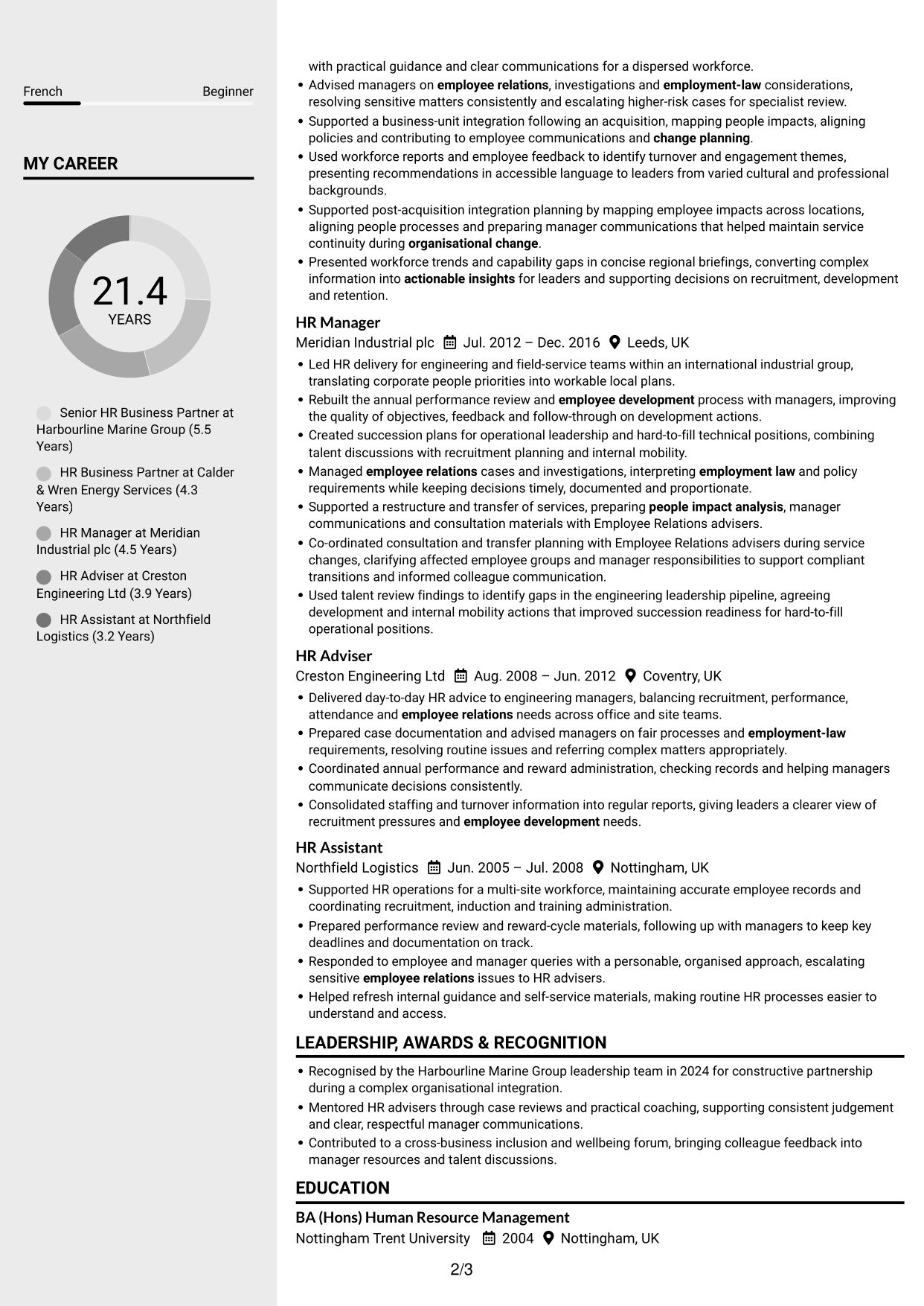 CV example — page 2