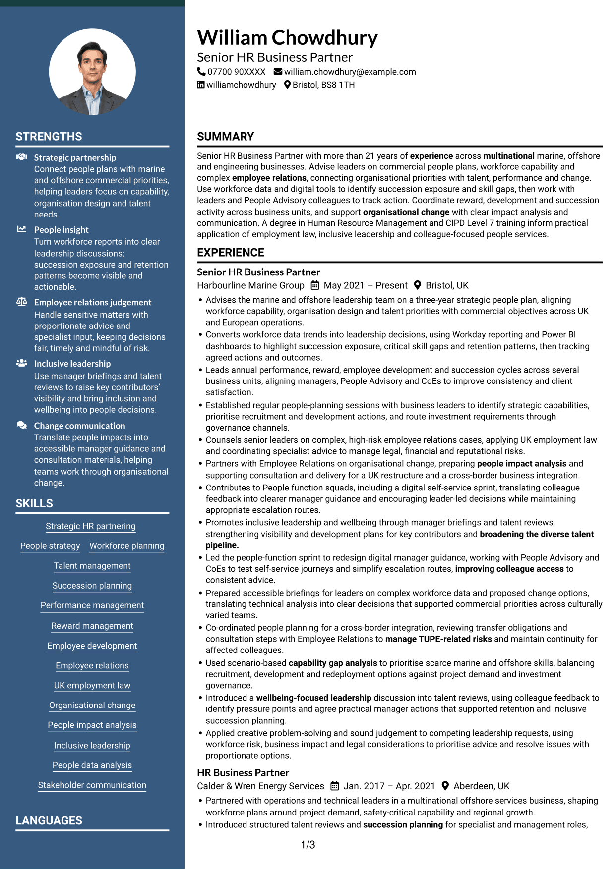 CV example — page 1