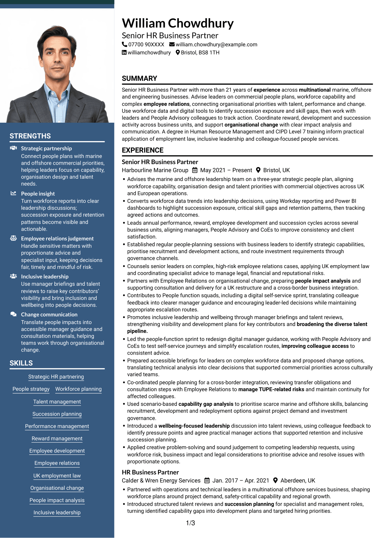 CV example — page 1
