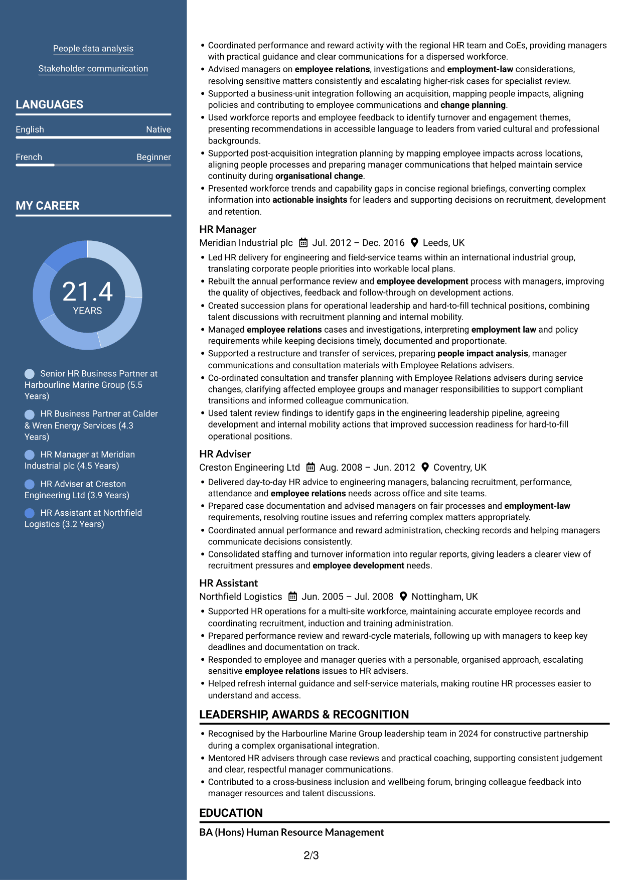 CV example — page 2