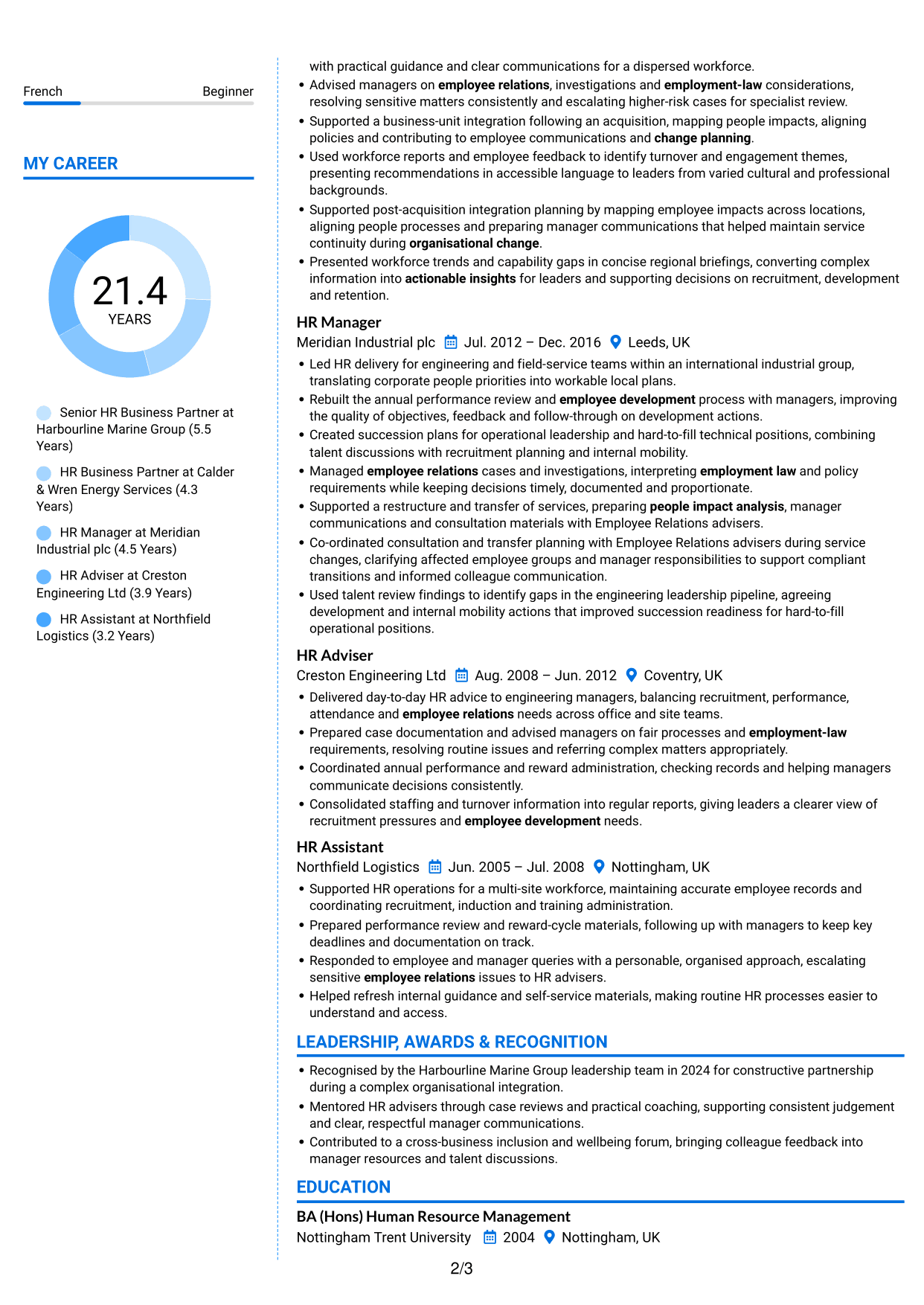 CV example — page 2