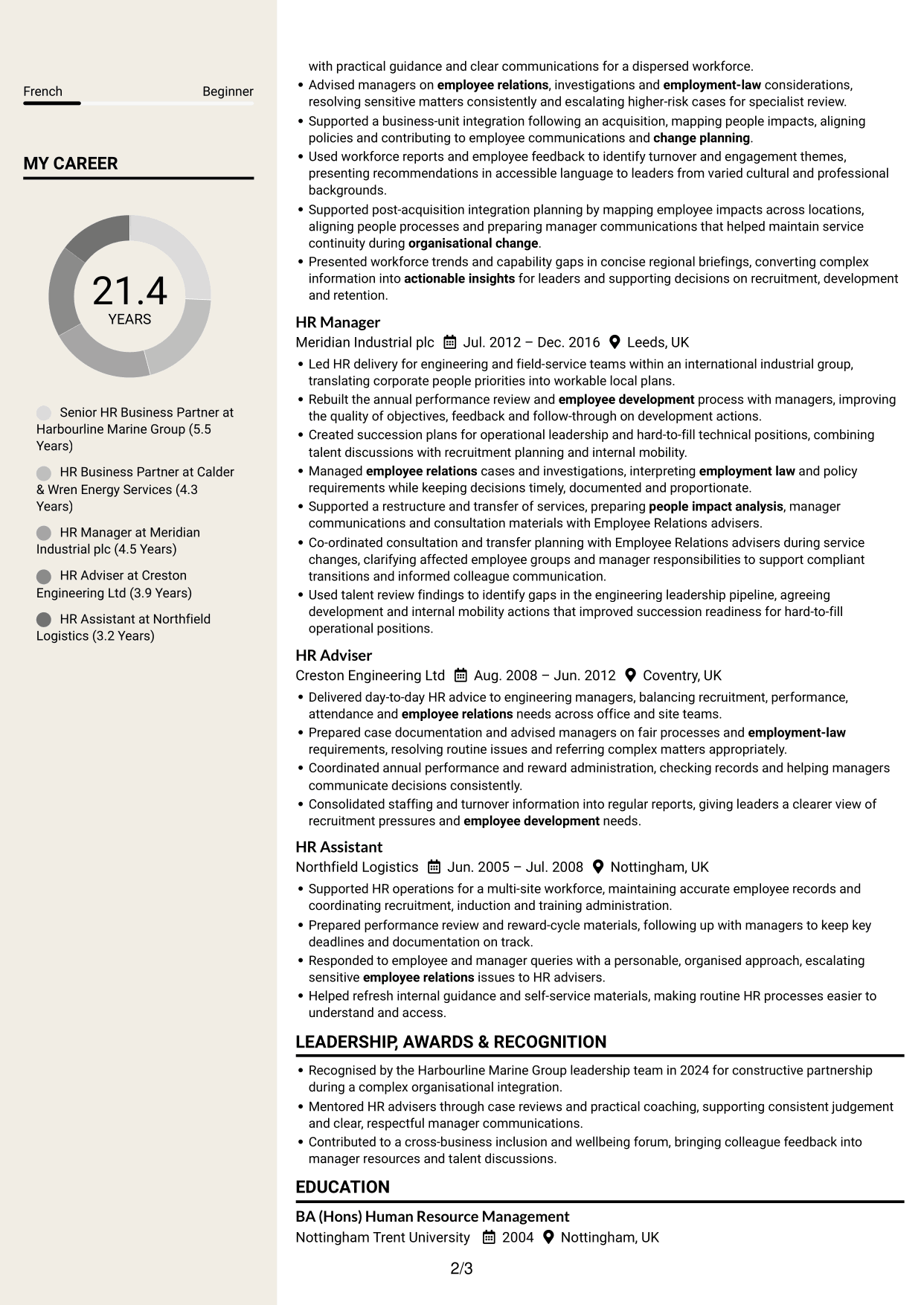 CV example — page 2