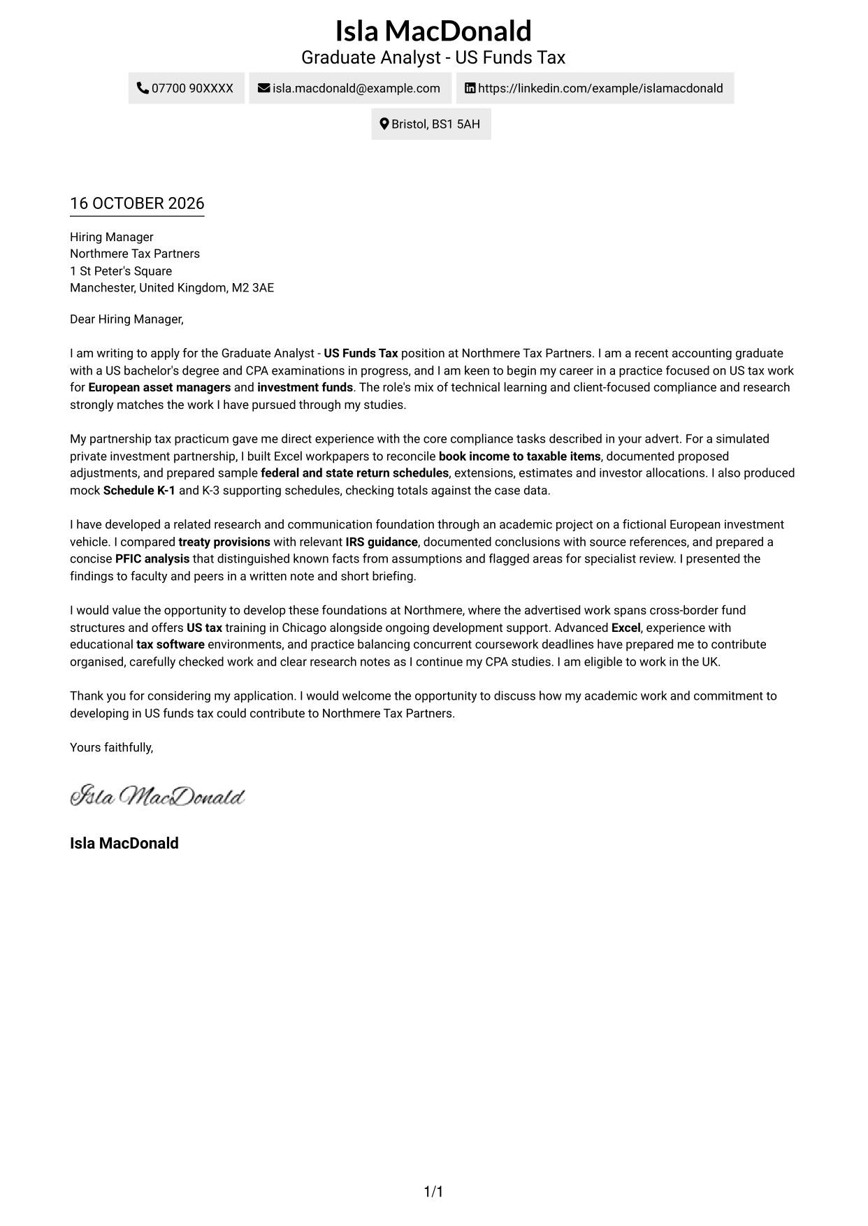 Cover letter example — page 1