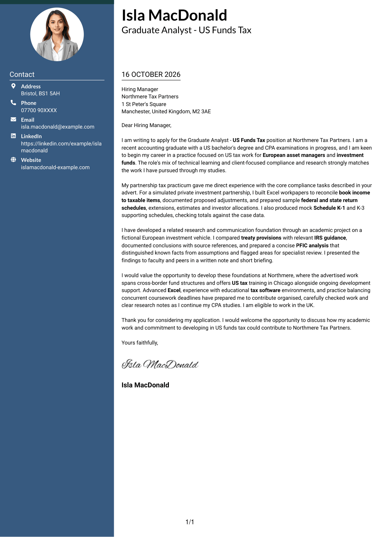 Cover letter example — page 1