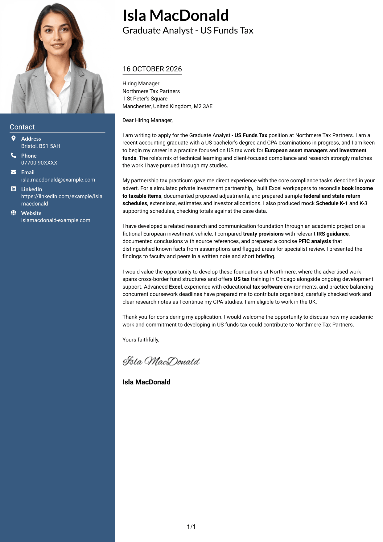 Cover letter example — page 1