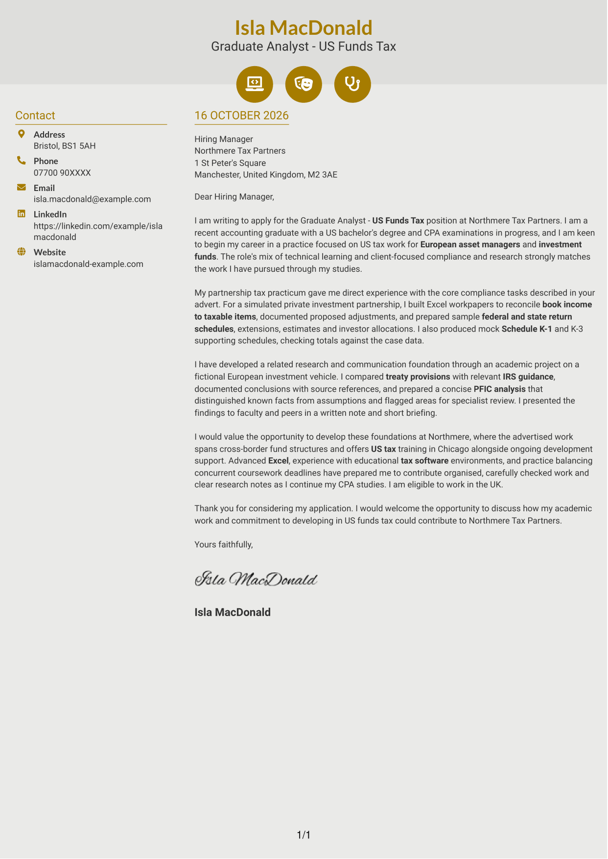 Cover letter example — page 1