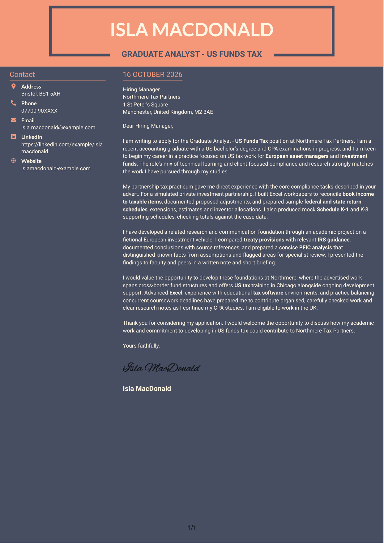 Cover letter example — page 1