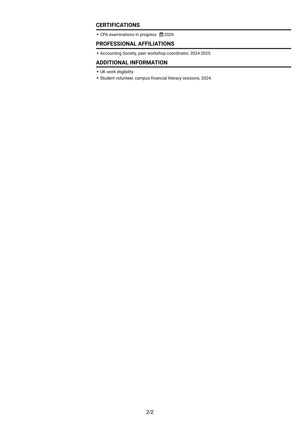 CV example — page 2