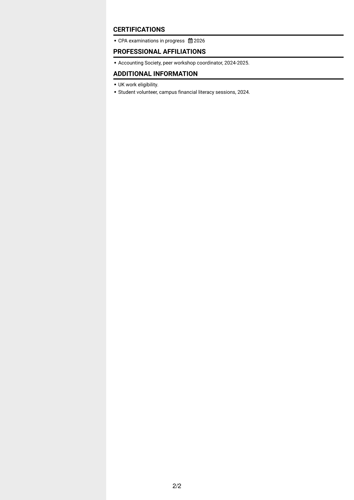 CV example — page 2