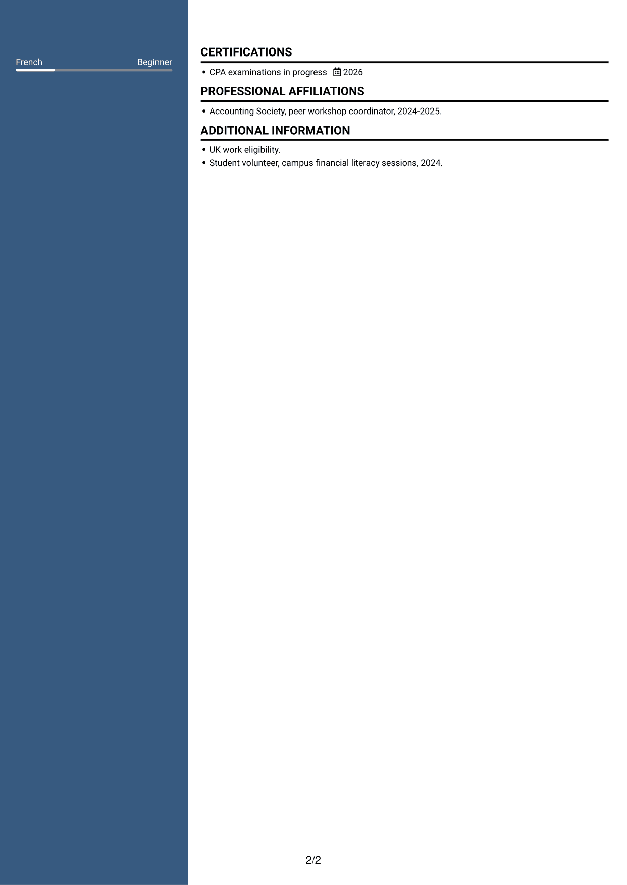 CV example — page 2