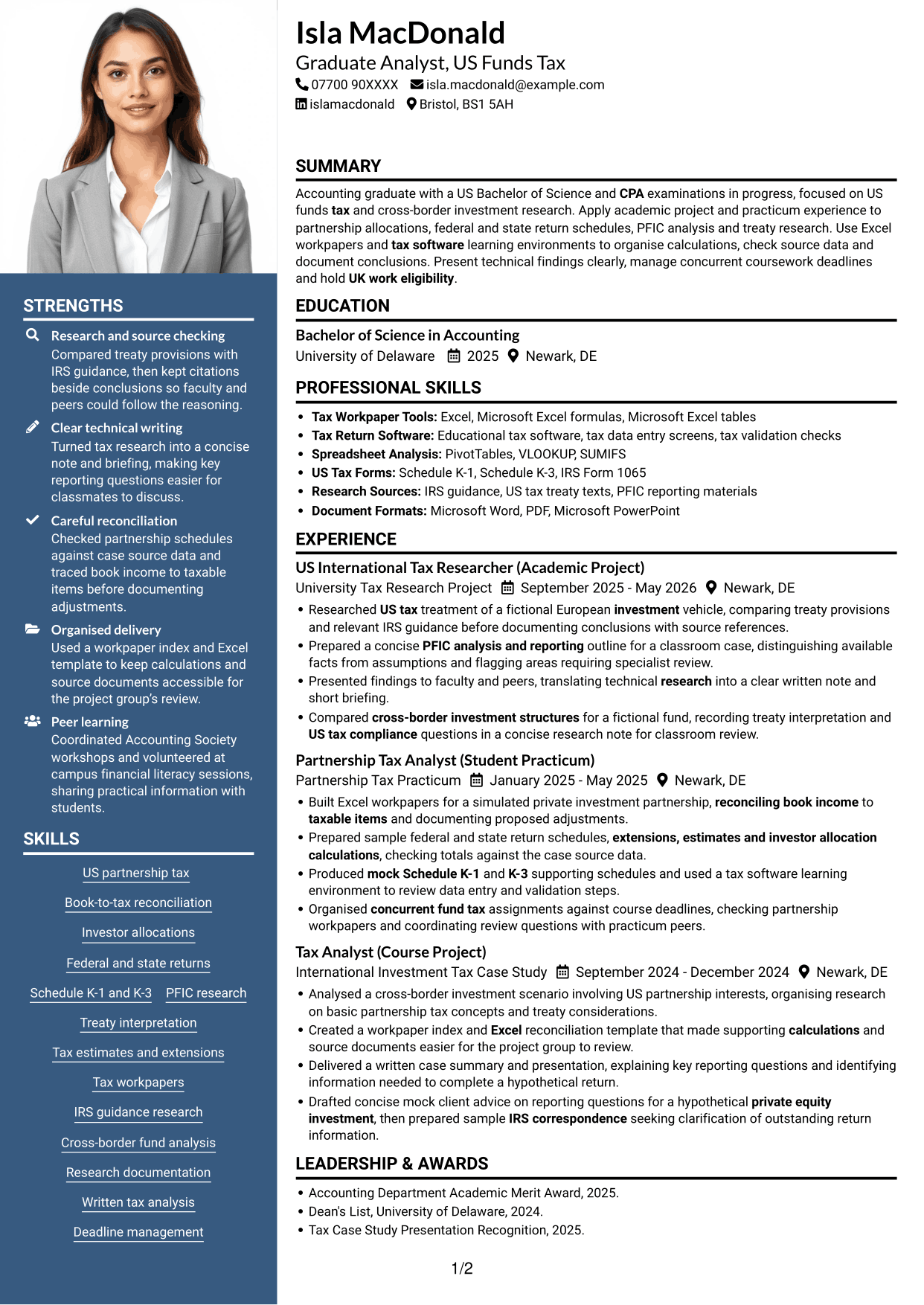 CV example — page 1