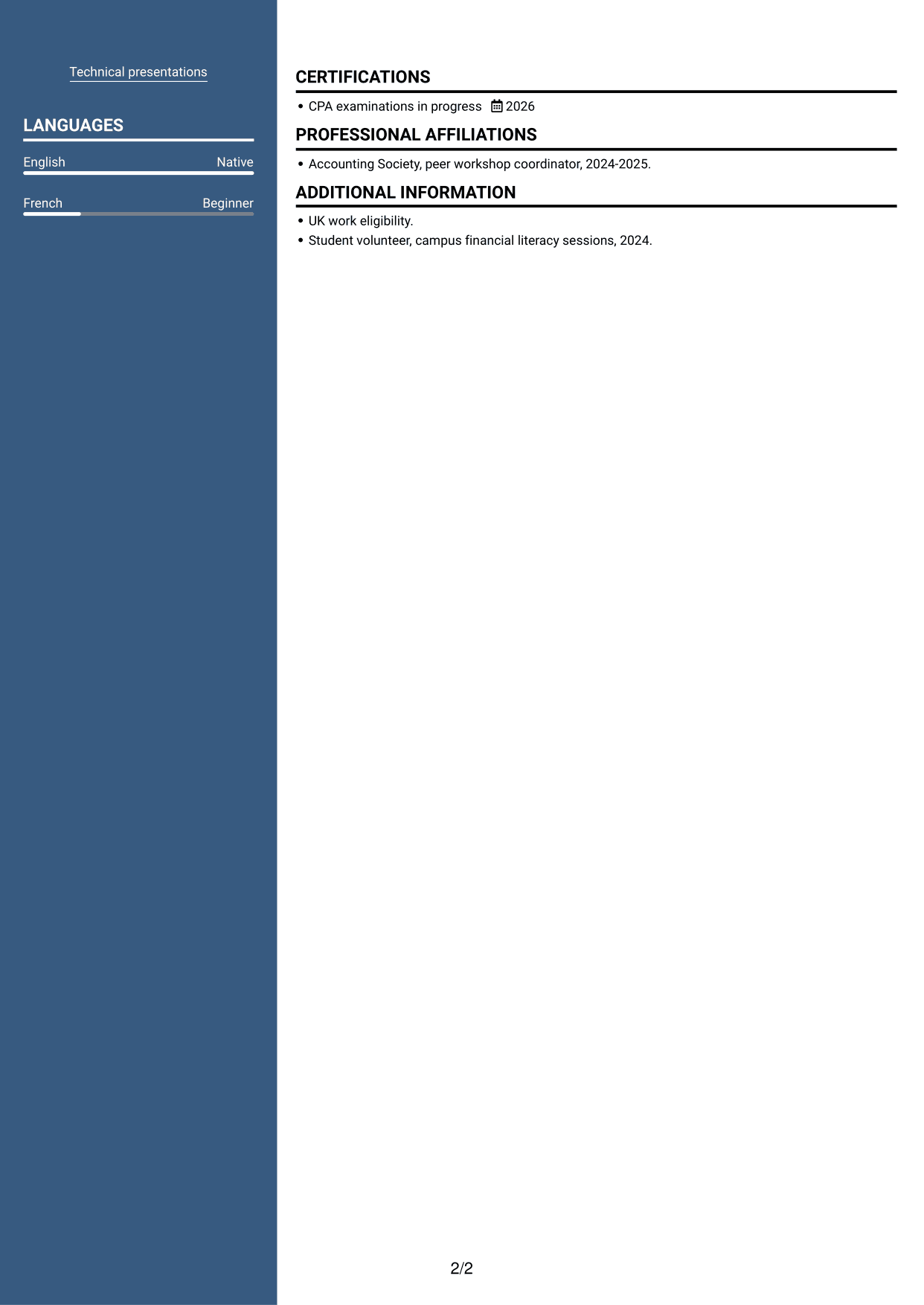 CV example — page 2