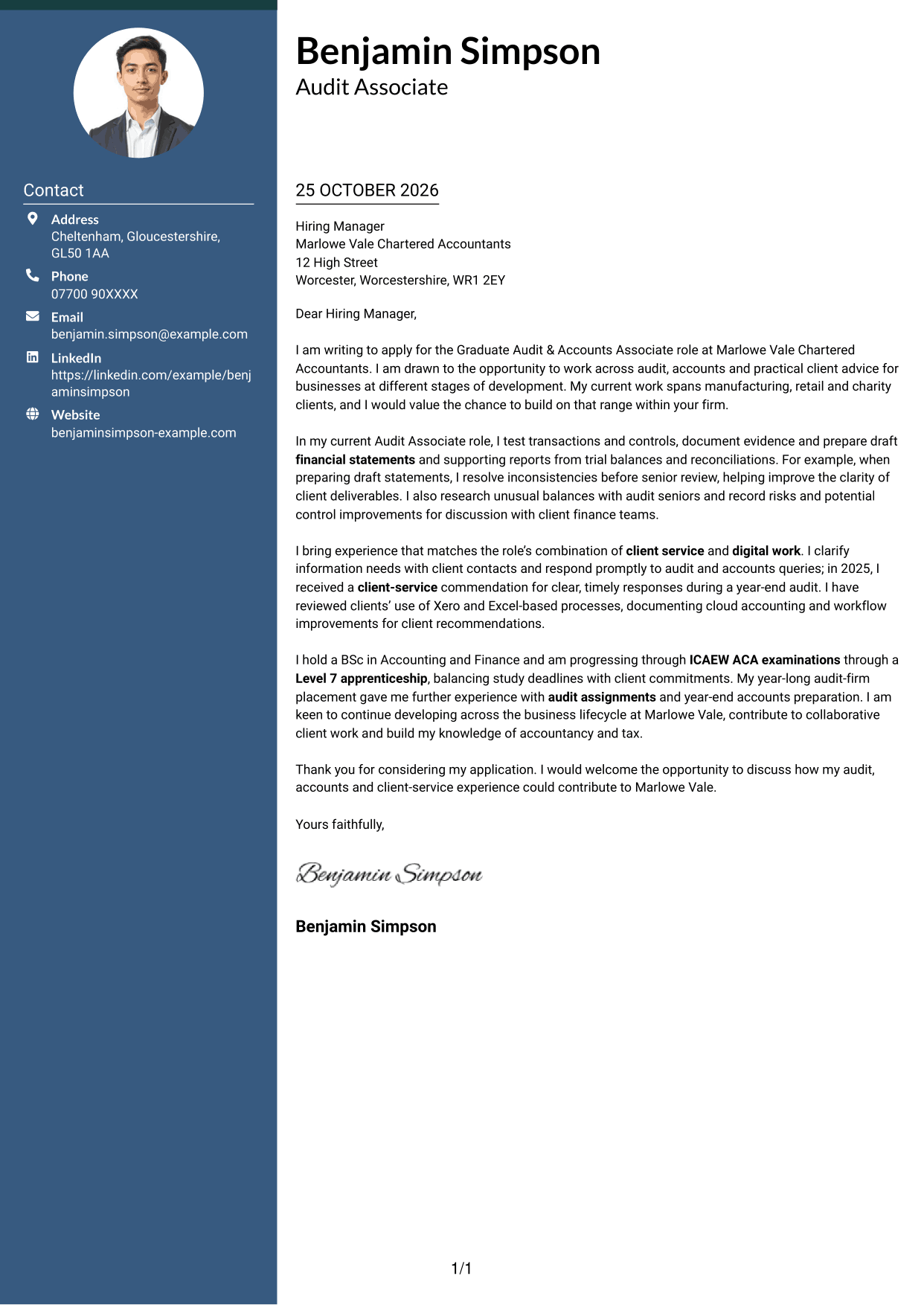 Cover letter example — page 1