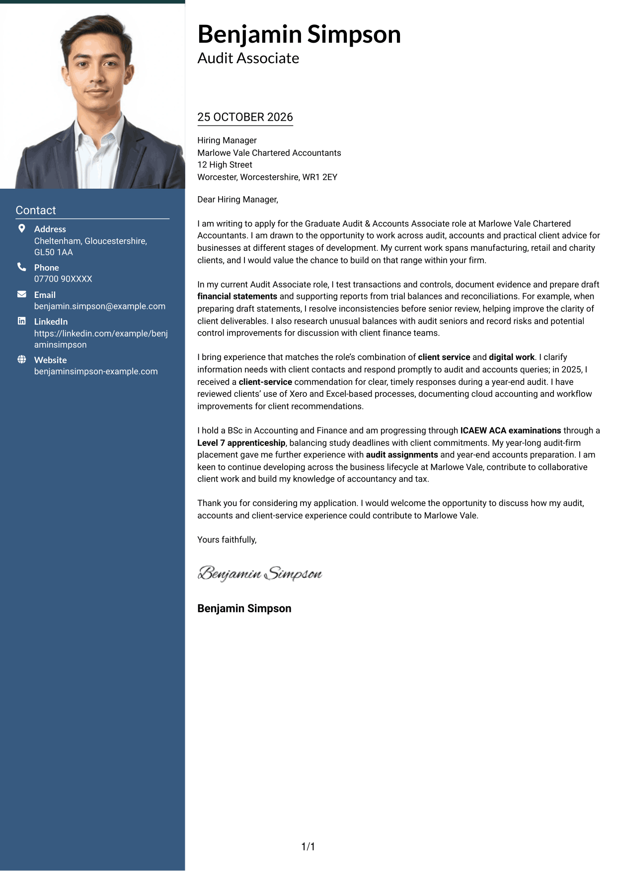 Cover letter example — page 1