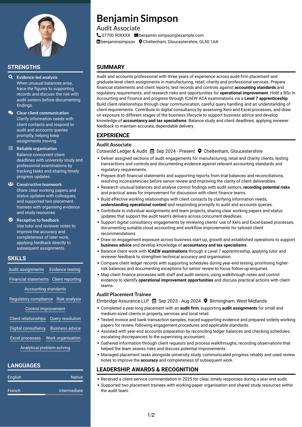 CV example — page 1