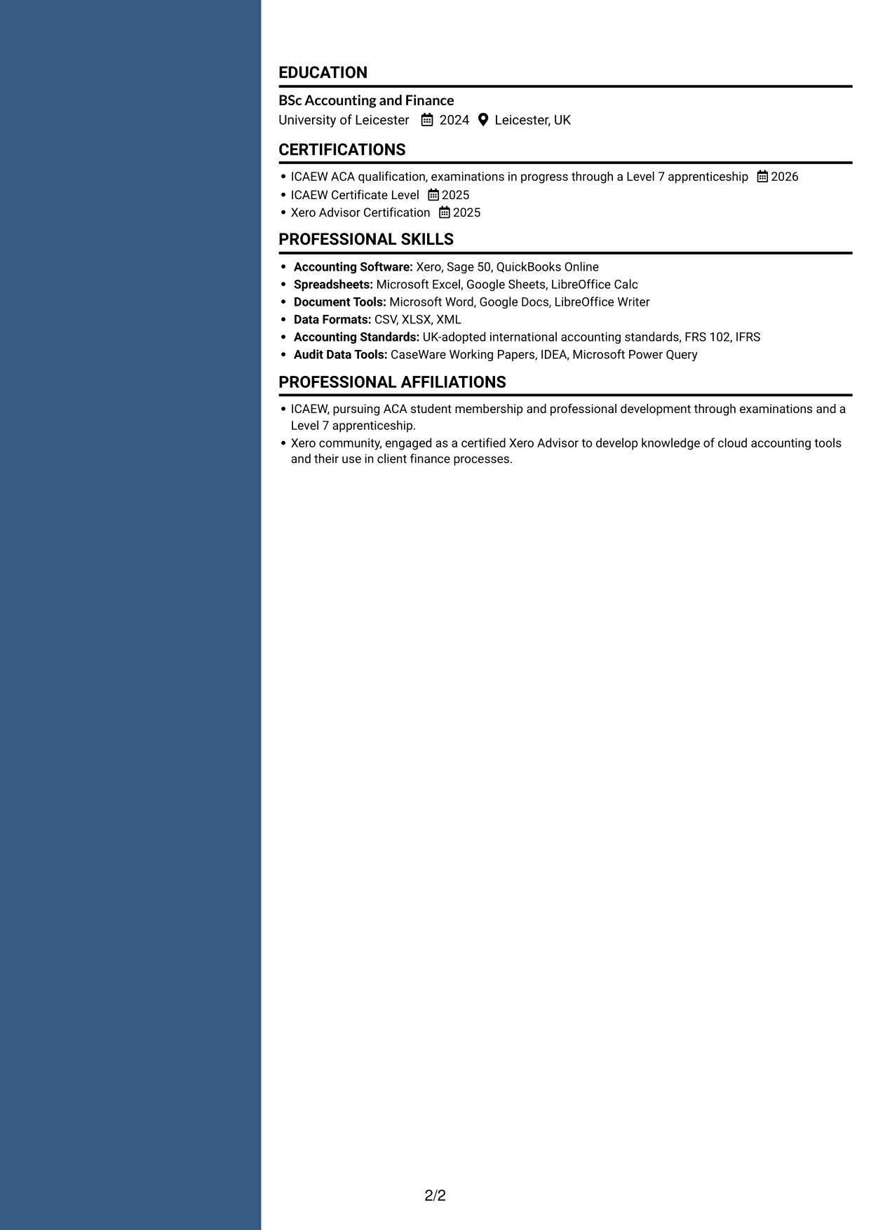 CV example — page 2
