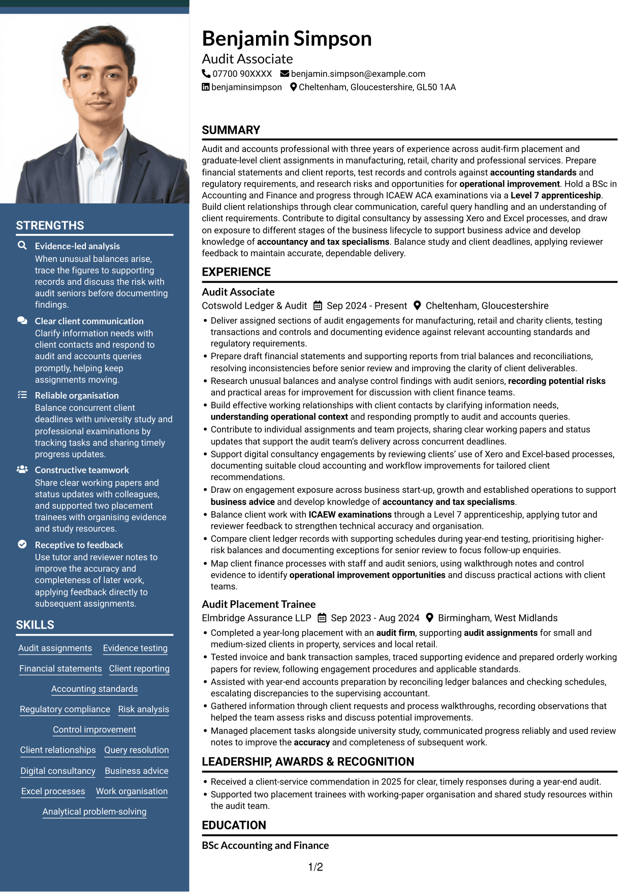 CV example — page 1