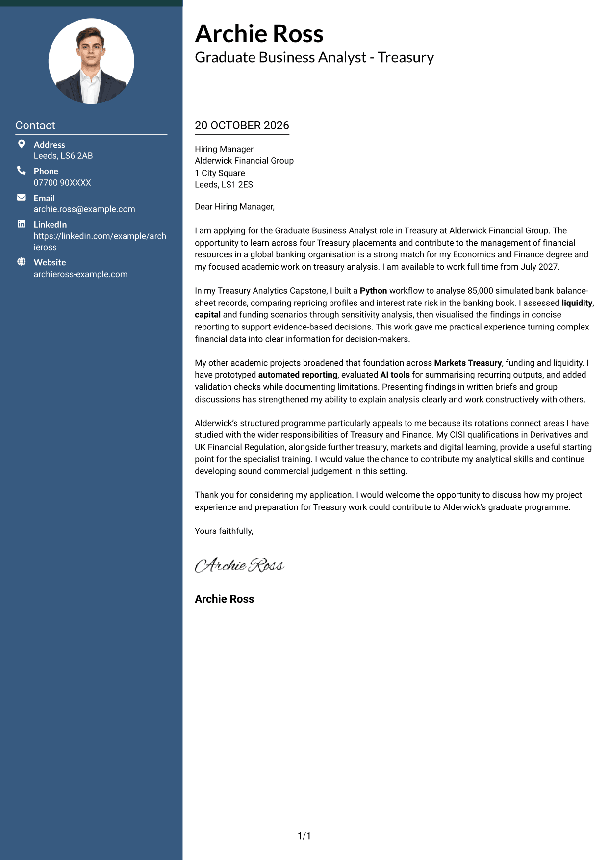 Cover letter example — page 1